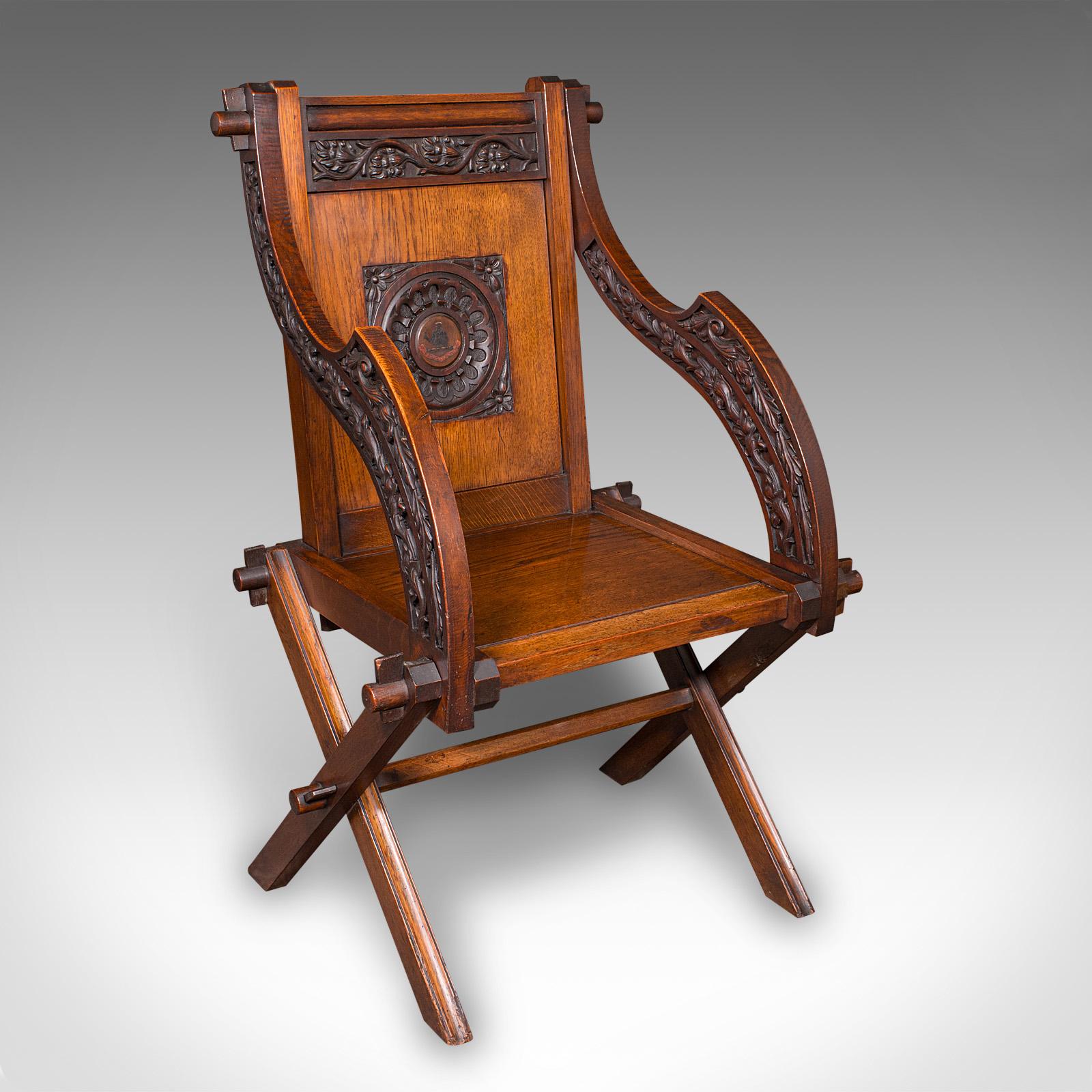 Antique Glastonbury Chair, English, Oak, Elbow Seat, Gothic Revival, Victorian (1 of 12)