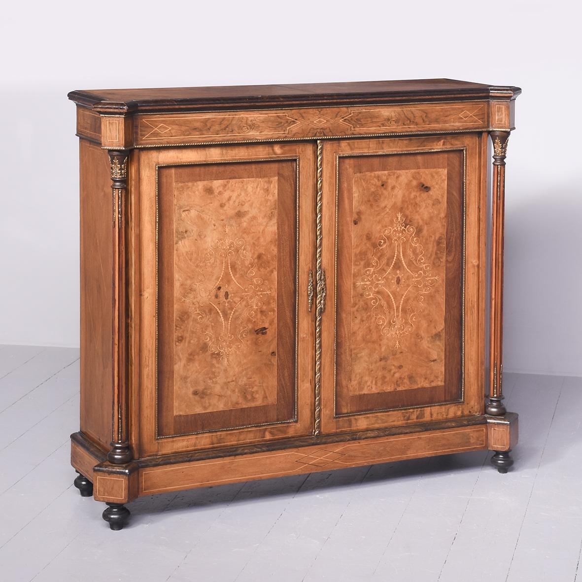 Victorian Figured Walnut & Amaranth Crossbanded & Arabesque Inlaid Side Cabinet (1 of 12) Victorian Figured Walnut & Amaranth Crossbanded & Arabesque Inlaid Side Cabinet (1 of 12)