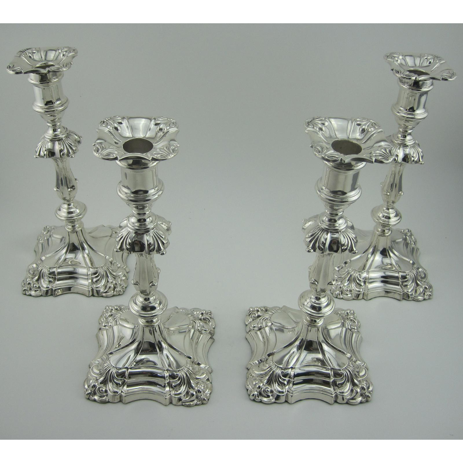 Set of Four Georgian Style Silver Plated Candlesticks (1 of 7) Set of Four Georgian Style Silver Plated Candlesticks (1 of 7)