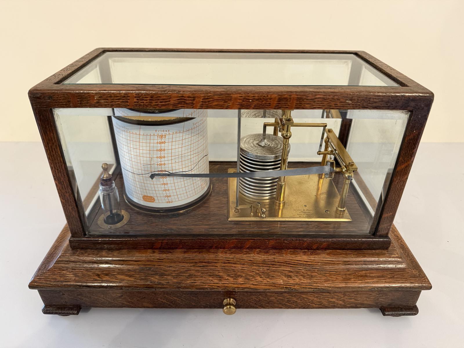 Polished Oak Barograph by Short and Mason (1 of 4)
