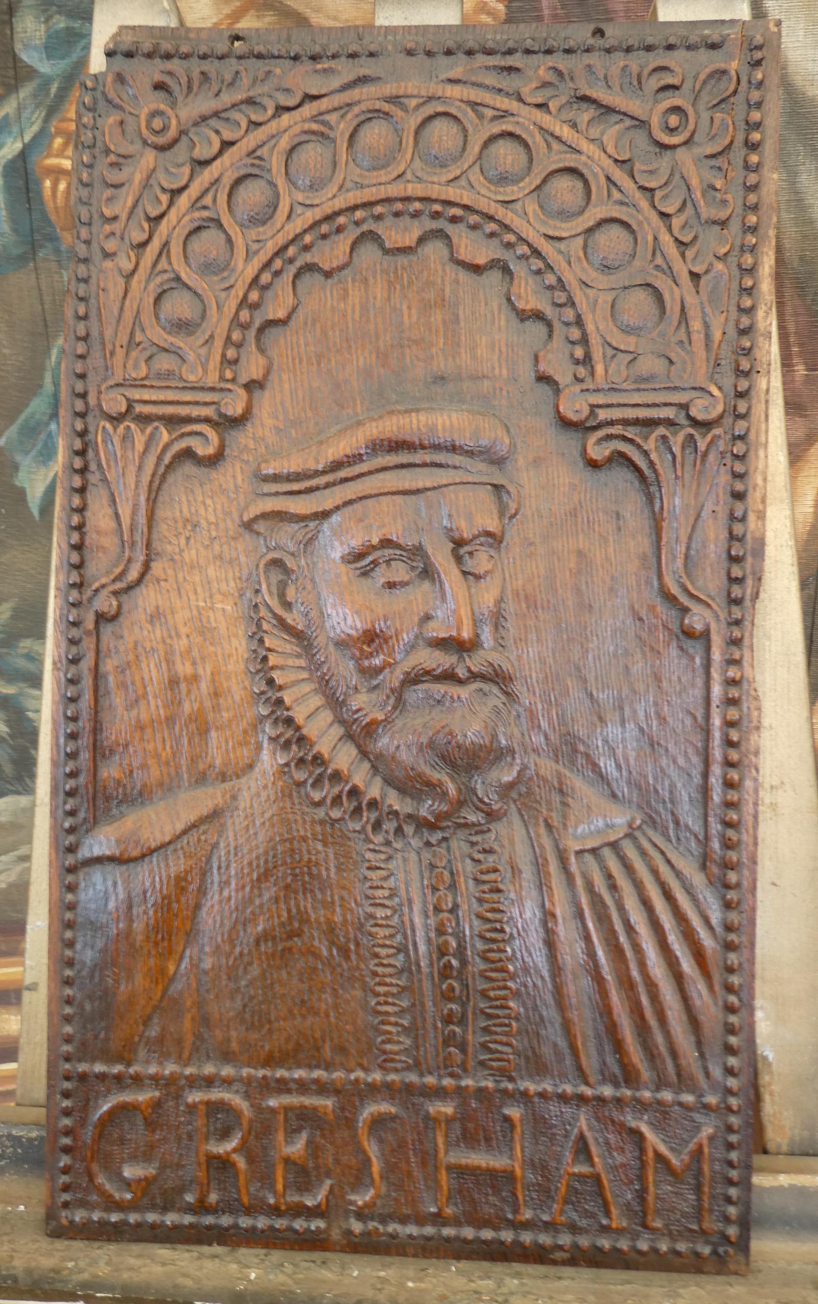 Panel Sir Thomas Gresham Oak Carved 1680-1700 (1 of 14) Panel Sir Thomas Gresham Oak Carved 1680-1700 (1 of 14)