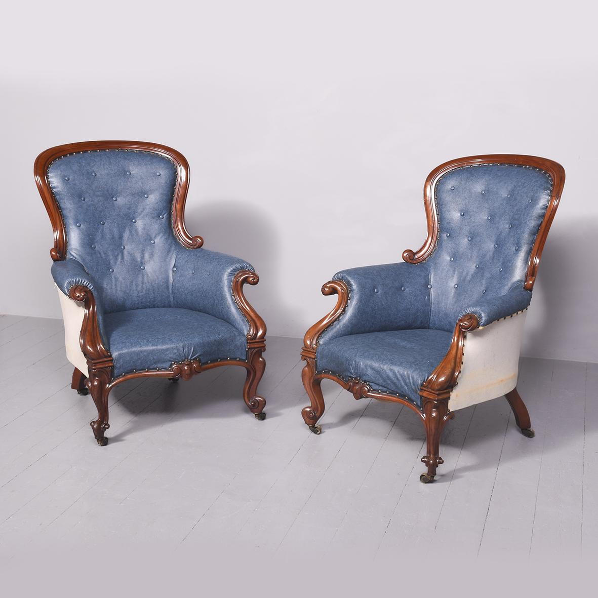 Impressive Pair of Large Carved Mahogany William IV Armchairs (1 of 10)