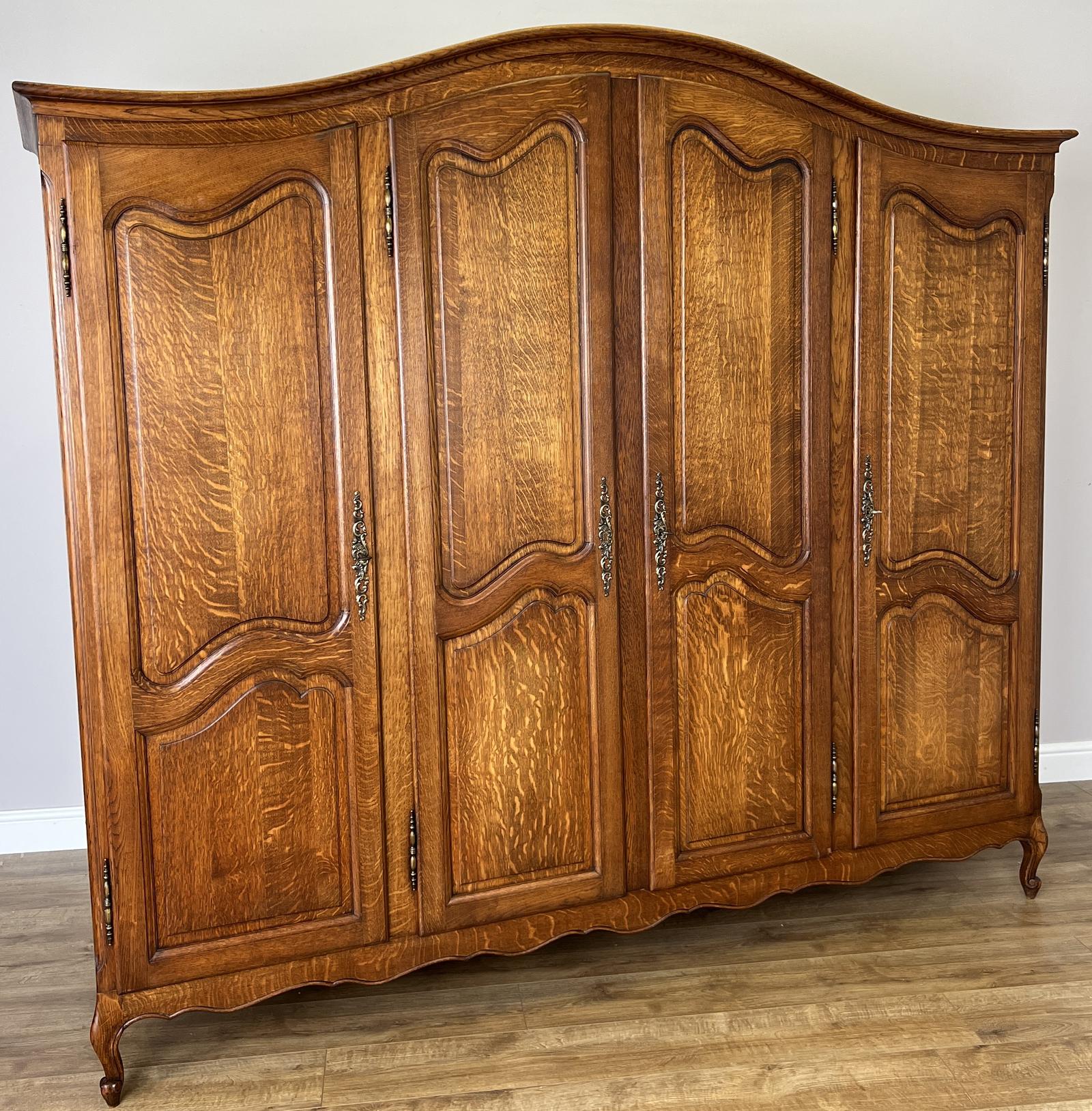 Wardrobe Vintage French Style Oak Four Door Carved Armoire (1 of 10) Wardrobe Vintage French Style Oak Four Door Carved Armoire (1 of 10)