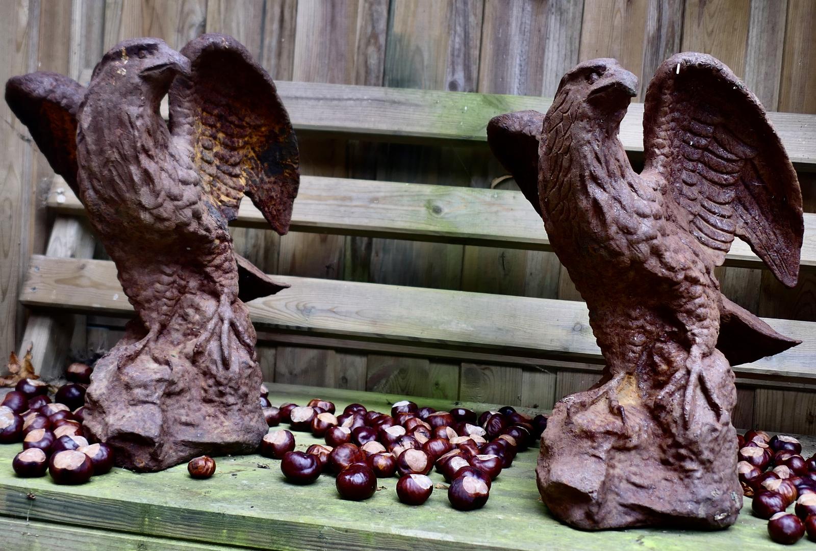 2 Old Weathered Cast Iron Eagle Statues (1 of 7)