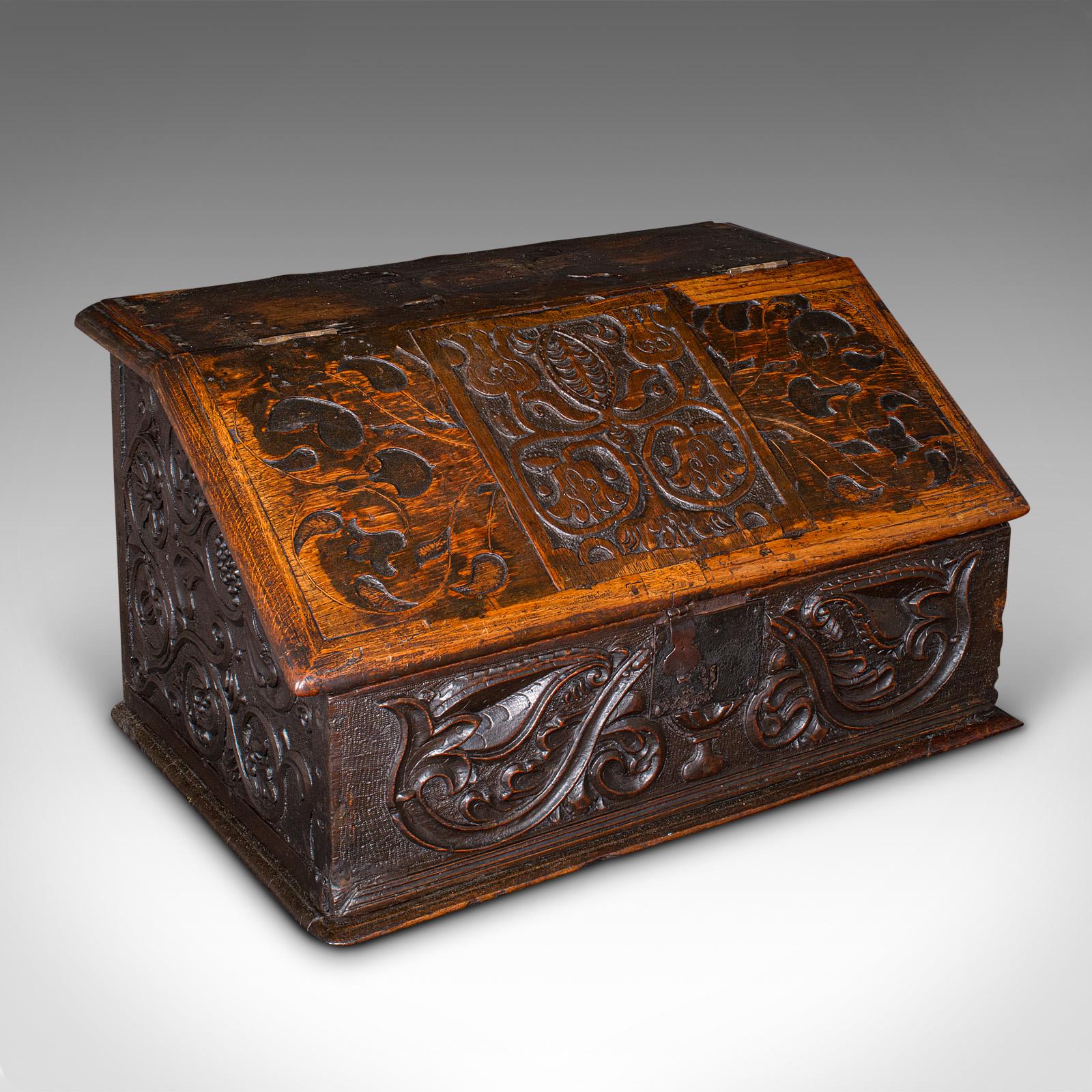 Antique Verger's Bible Box, English, Oak, Carved, Ecclesiastical, William III (1 of 11)