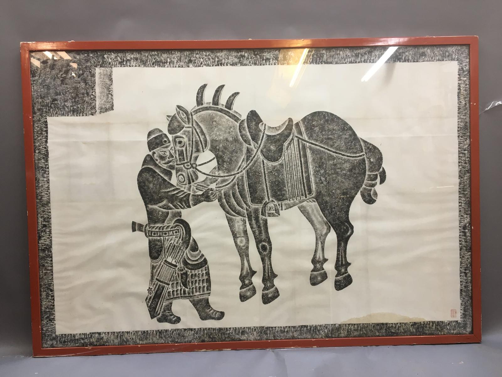 Early 20th Century Large Scale Tang Horse Brass Rubbing (1 of 14)