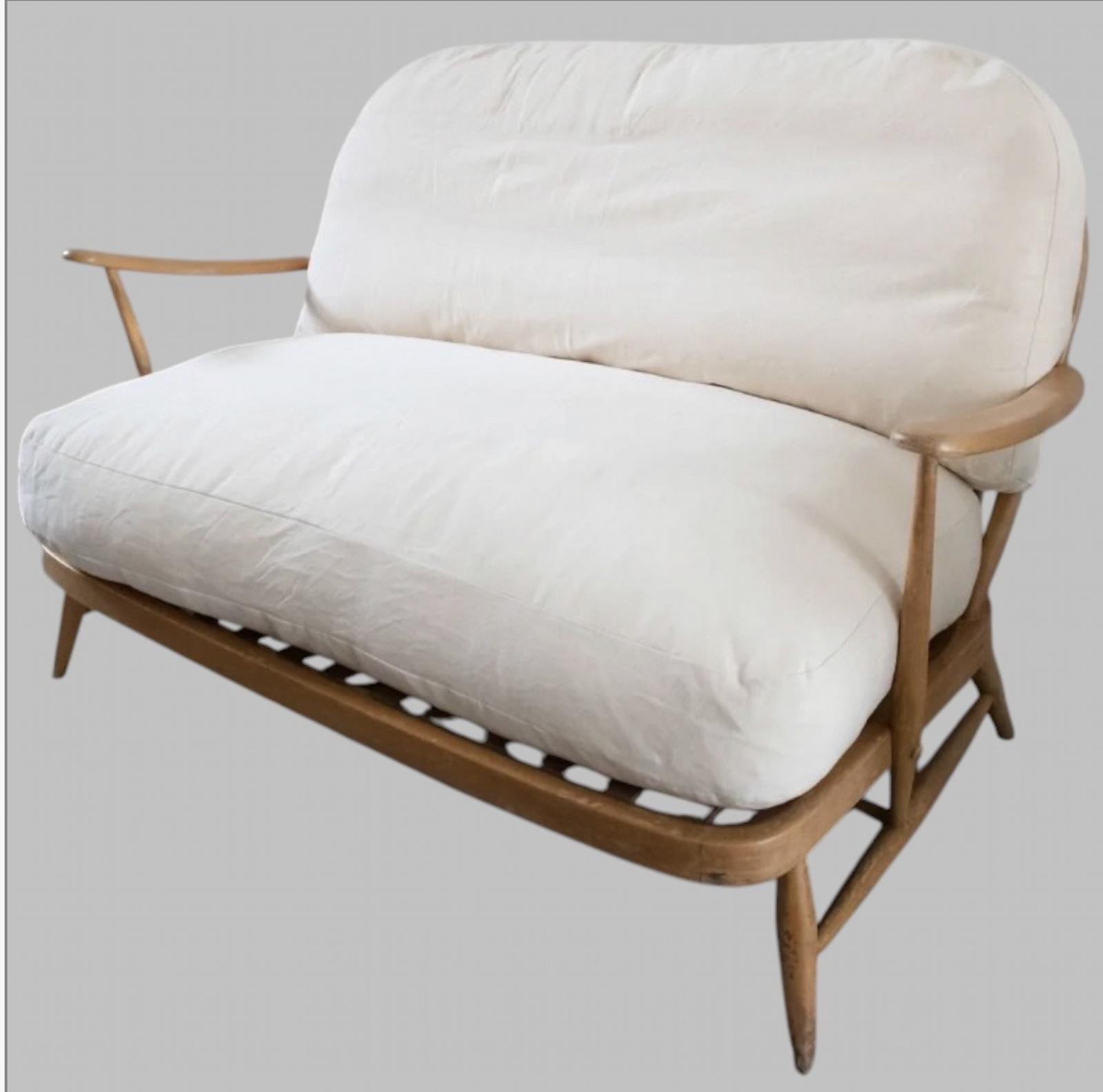 Ercol Windsor Two-seater Sofa in Solid Ash with French Linen Upholstery (1 of 5) Ercol Windsor Two-seater Sofa in Solid Ash with French Linen Upholstery (1 of 5)