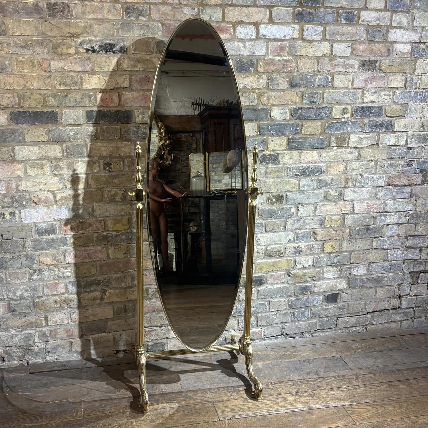 Early 1970s Hollywood Regency Brass Cheval Mirror (1 of 7) Early 1970s Hollywood Regency Brass Cheval Mirror (1 of 7)