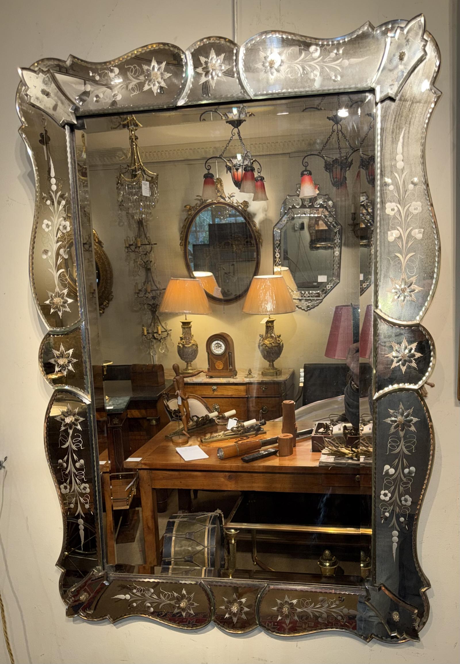 Venetian Mirror with Cut Glass Decoration (1 of 4) Venetian Mirror with Cut Glass Decoration (1 of 4)