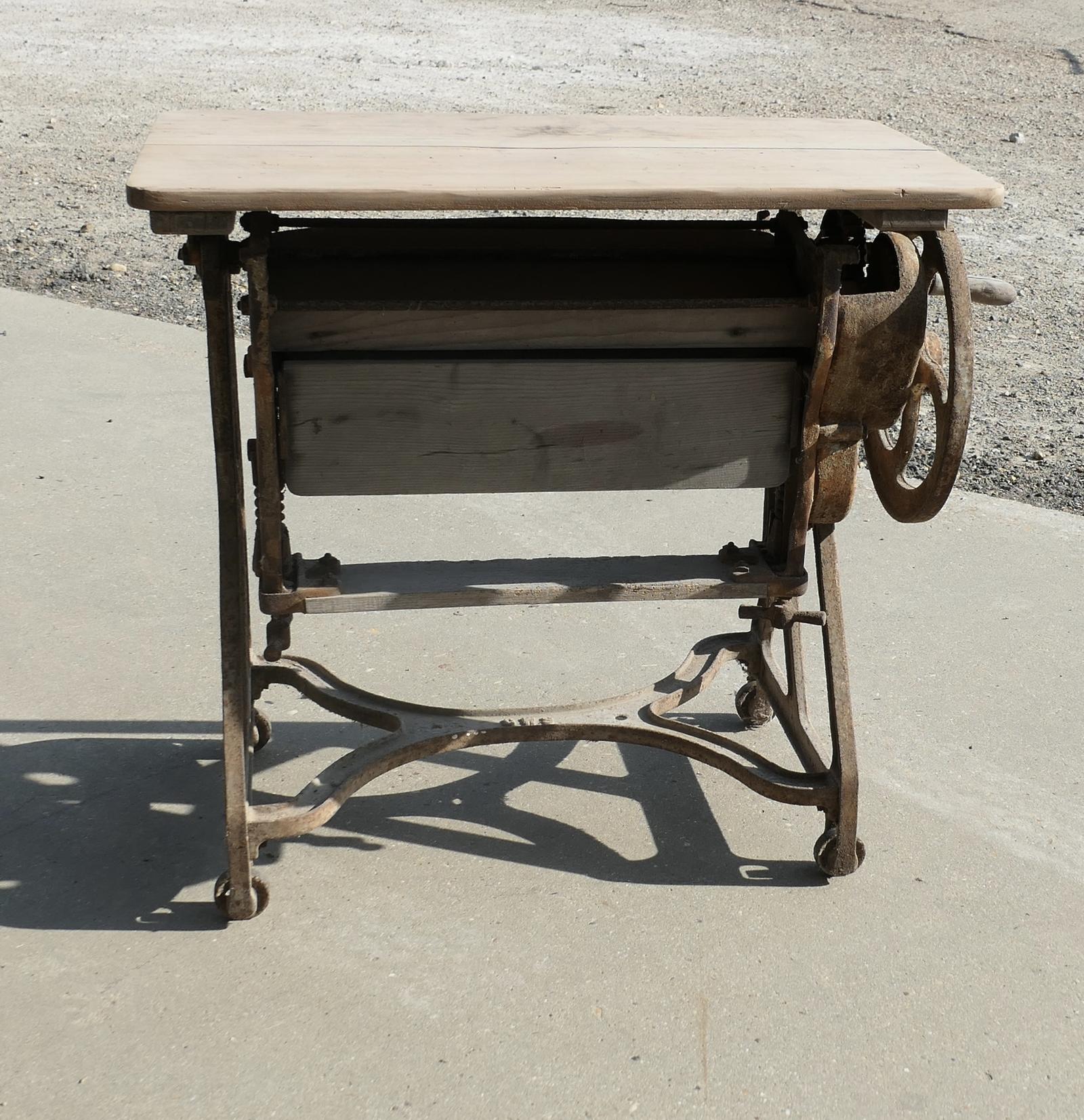 Pine Top Mangle or Cast Iron Industrial Garden Table (1 of 7)