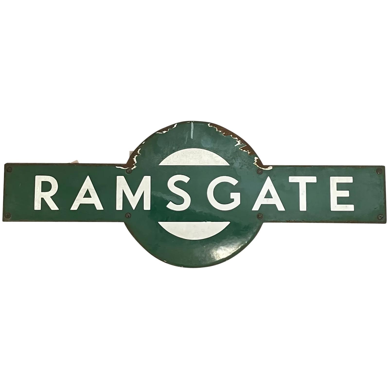 British 1940s Enamel Southern Railway Target Sign Ramsgate Train Station (1 of 40)