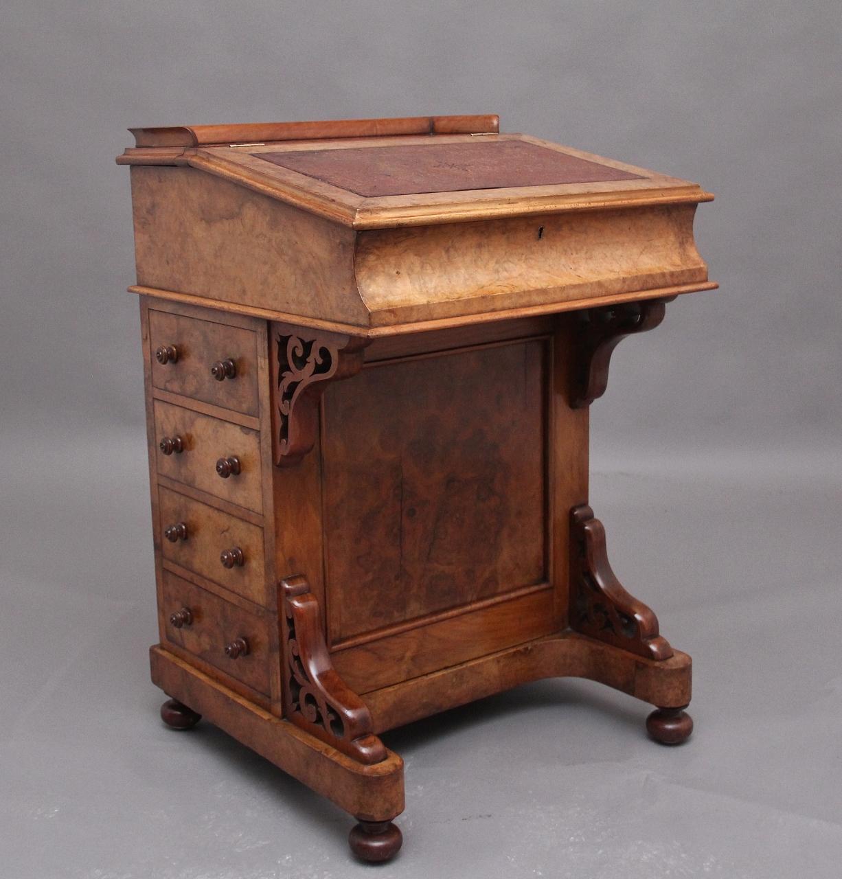 19th Century Antique Burr Walnut Davenport (1 of 16)
