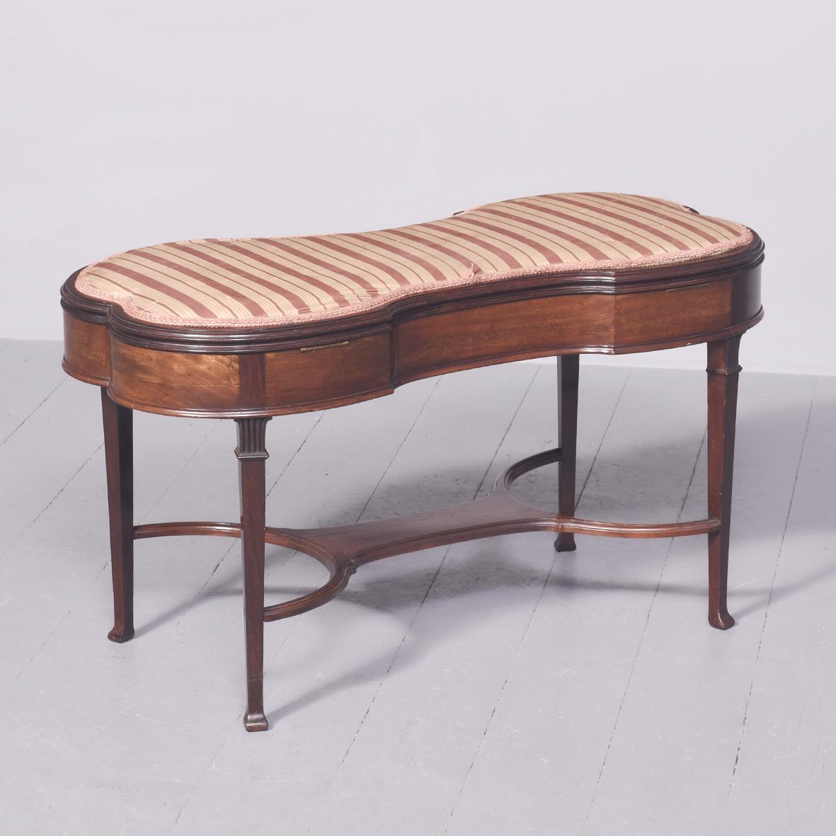 Shaped Mahogany Lidded Duet Stool (1 of 11)
