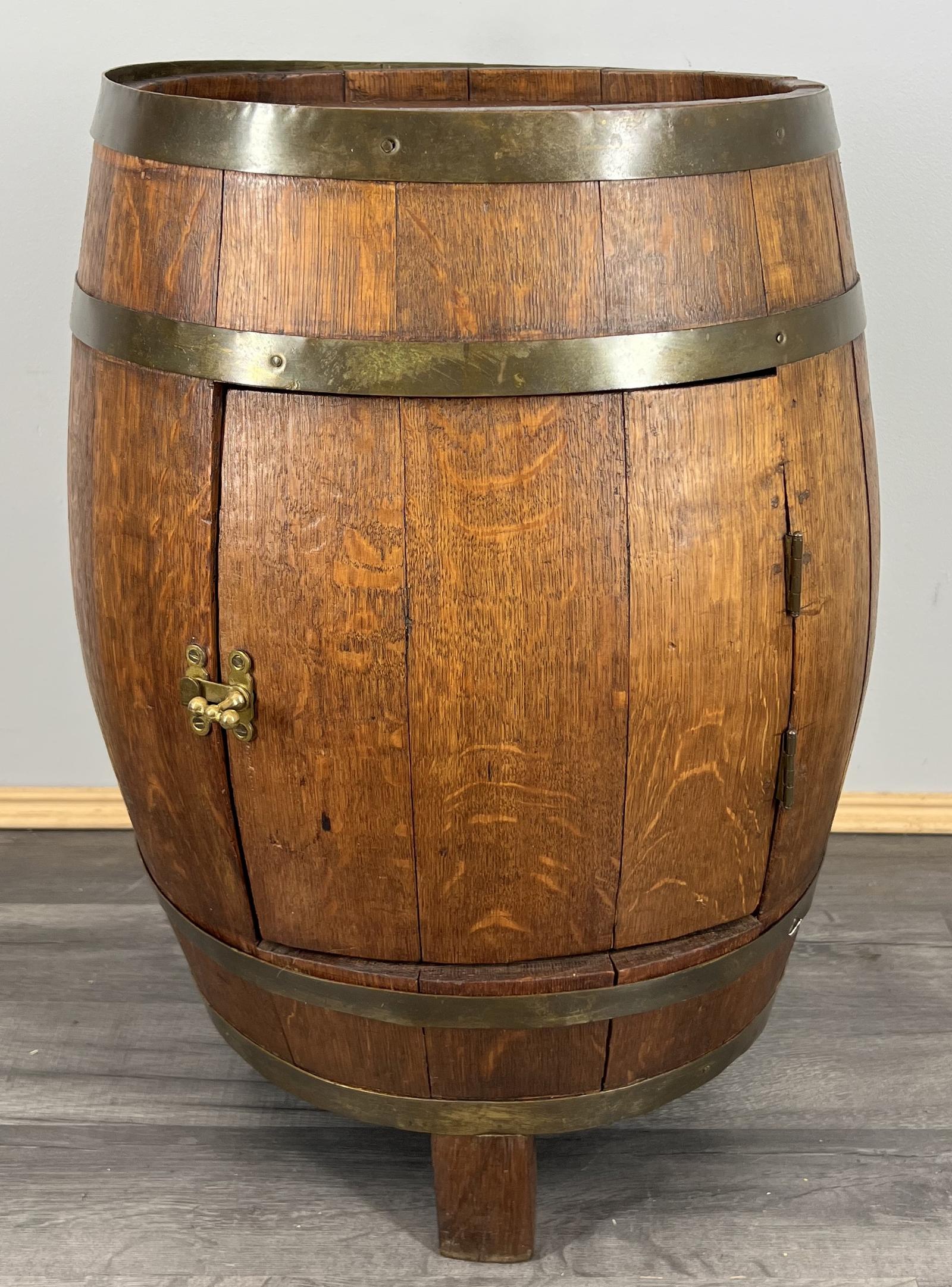 Barrel Cabinet Vintage French Oak Wine Cabinet Storage Brass Bands LOT 3899 (1 of 14)
