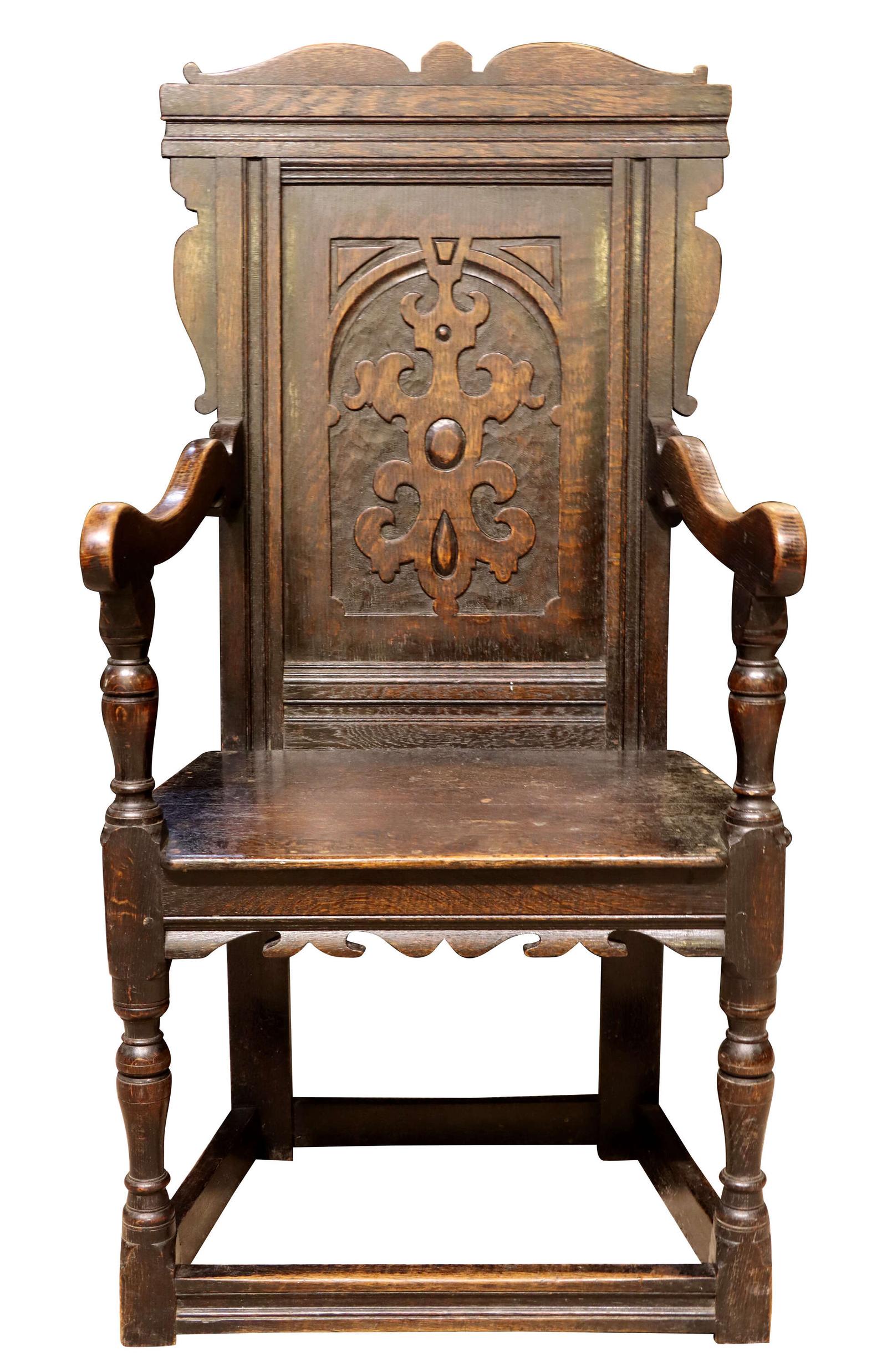 19th Century Carved Oak Wainscot Chair – 17th Century Style, Small Size (1 of 4)