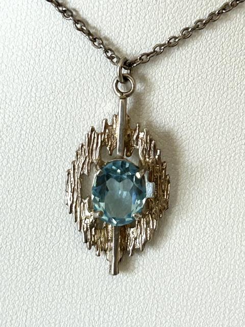 Brutalist Silver & Aquamarine Pendant Necklace (1 of 7) Brutalist Silver & Aquamarine Pendant Necklace (1 of 7)