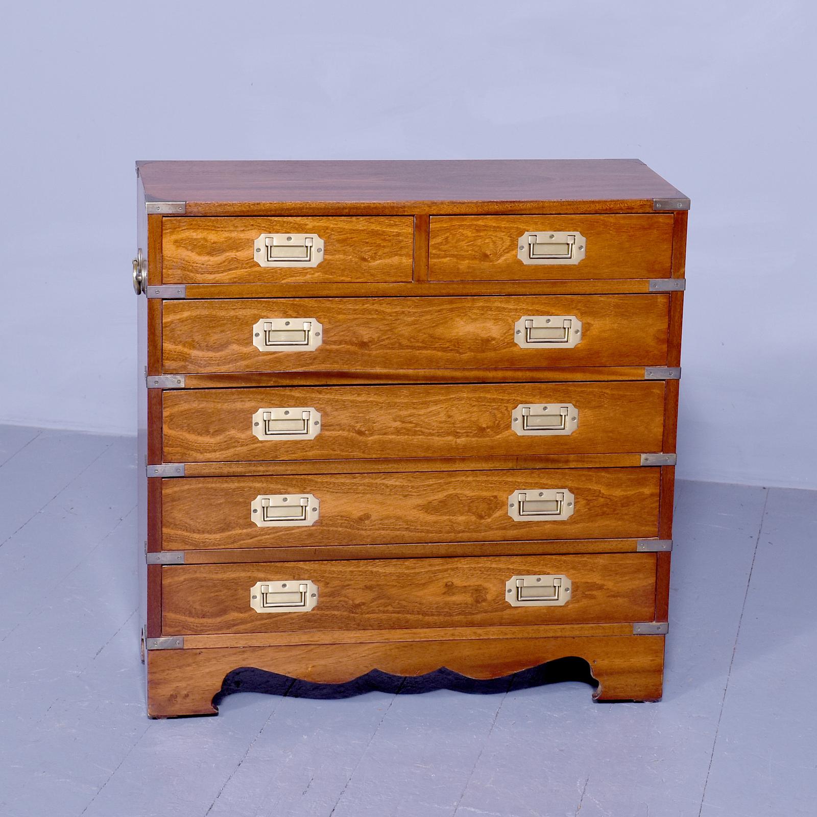 Vintage, Neat-sized Brass-bound Military-style Chest of Drawers (1 of 10)