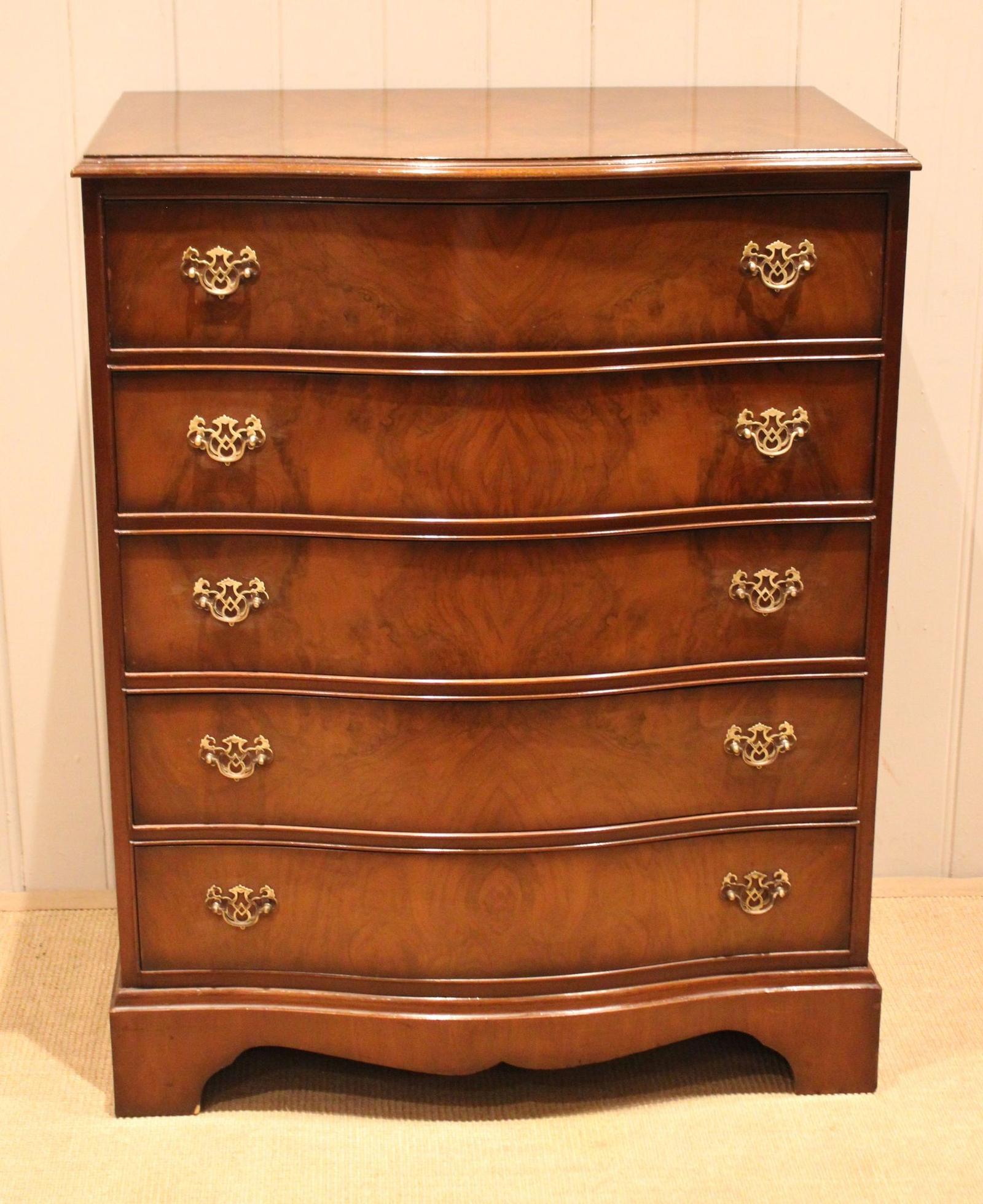 Walnut Serpentine Front Chest Of Drawers (1 of 12) Walnut Serpentine Front Chest Of Drawers (1 of 12)