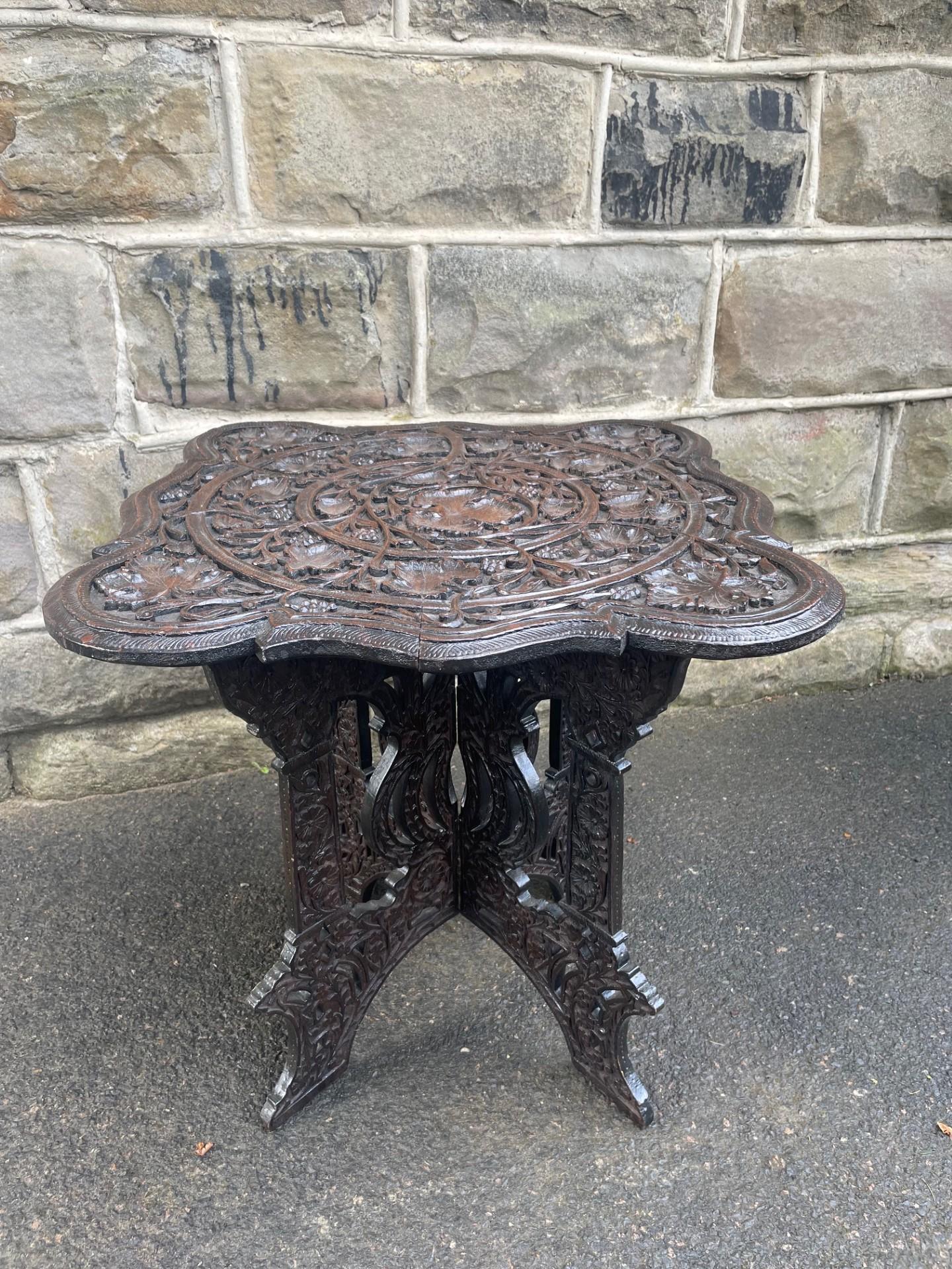 Antique Carved Anglo Indian Folding Coffee Table (1 of 8) Antique Carved Anglo Indian Folding Coffee Table (1 of 8)