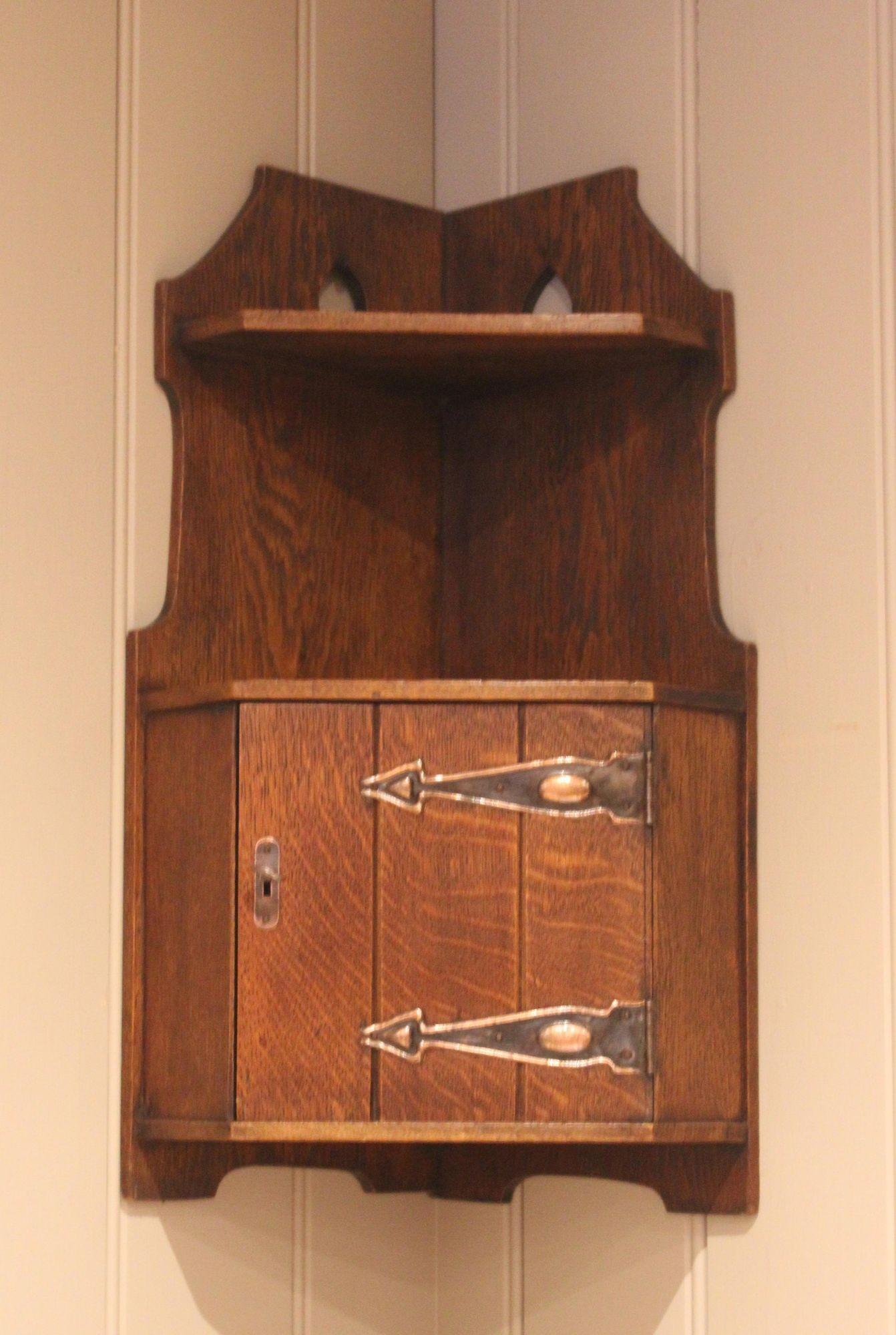 Arts & Crafts Oak Corner Wall Cabinet (1 of 9) Arts & Crafts Oak Corner Wall Cabinet (1 of 9)