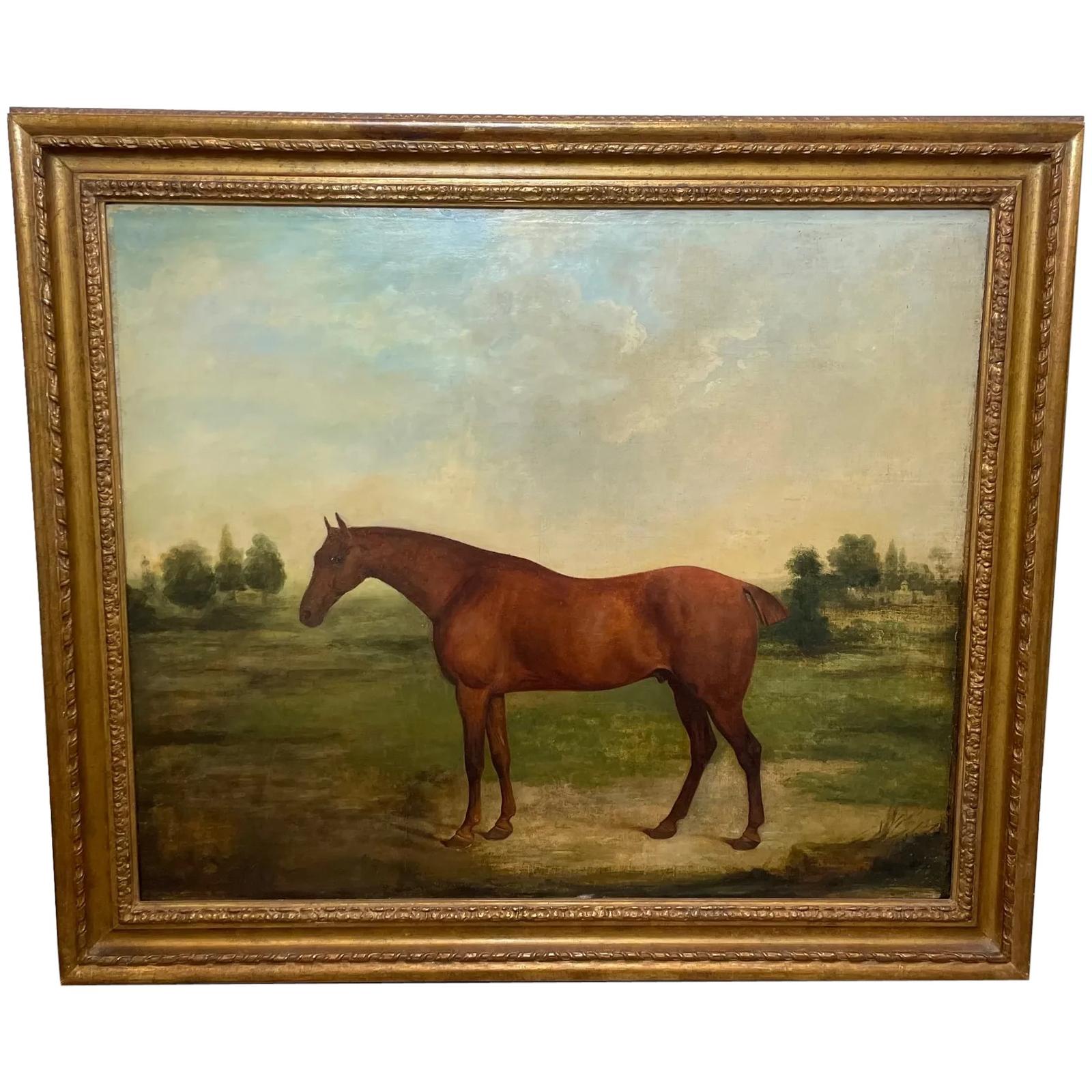 19th Century Oil Painting Equine Portrait Bay Hunter Horse Partisan By James Barenger (1 of 61)