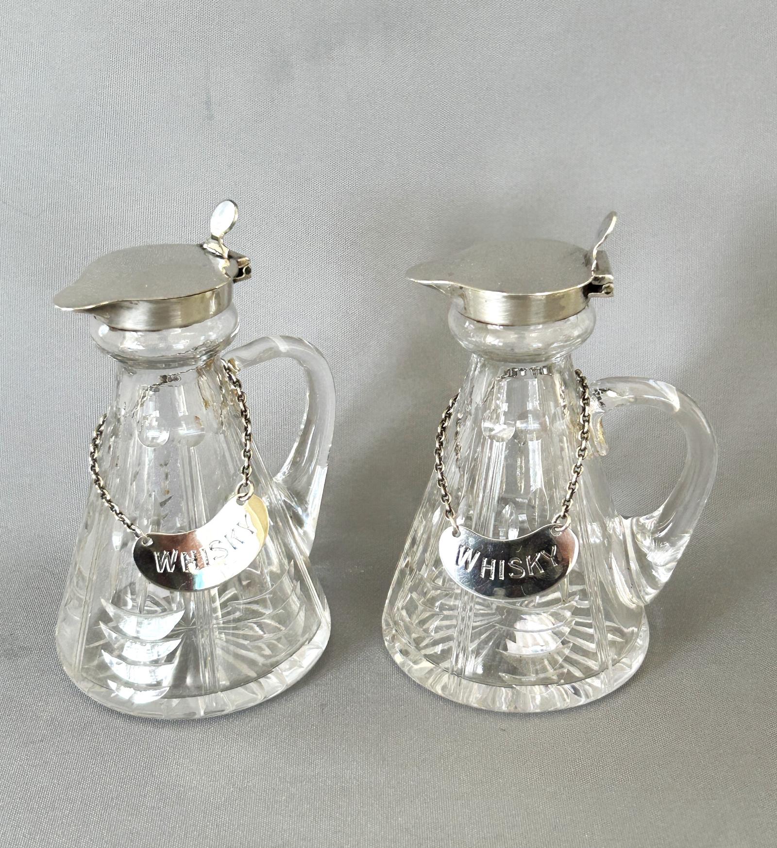 Fabulous Pair of Art Deco Silver & Cut Glass Whisky Tots (1 of 8)