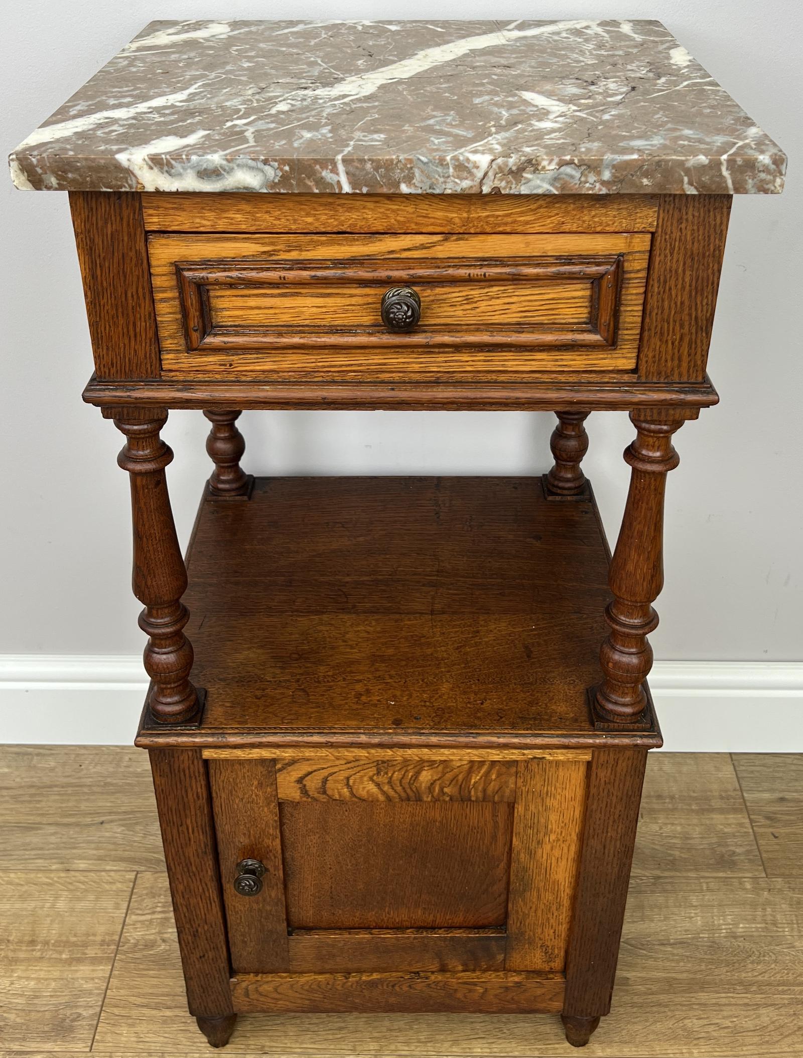 Bedside Table Antique French Style Marble Top Oak Cabinet Nightstand (1 of 9) Bedside Table Antique French Style Marble Top Oak Cabinet Nightstand (1 of 9)