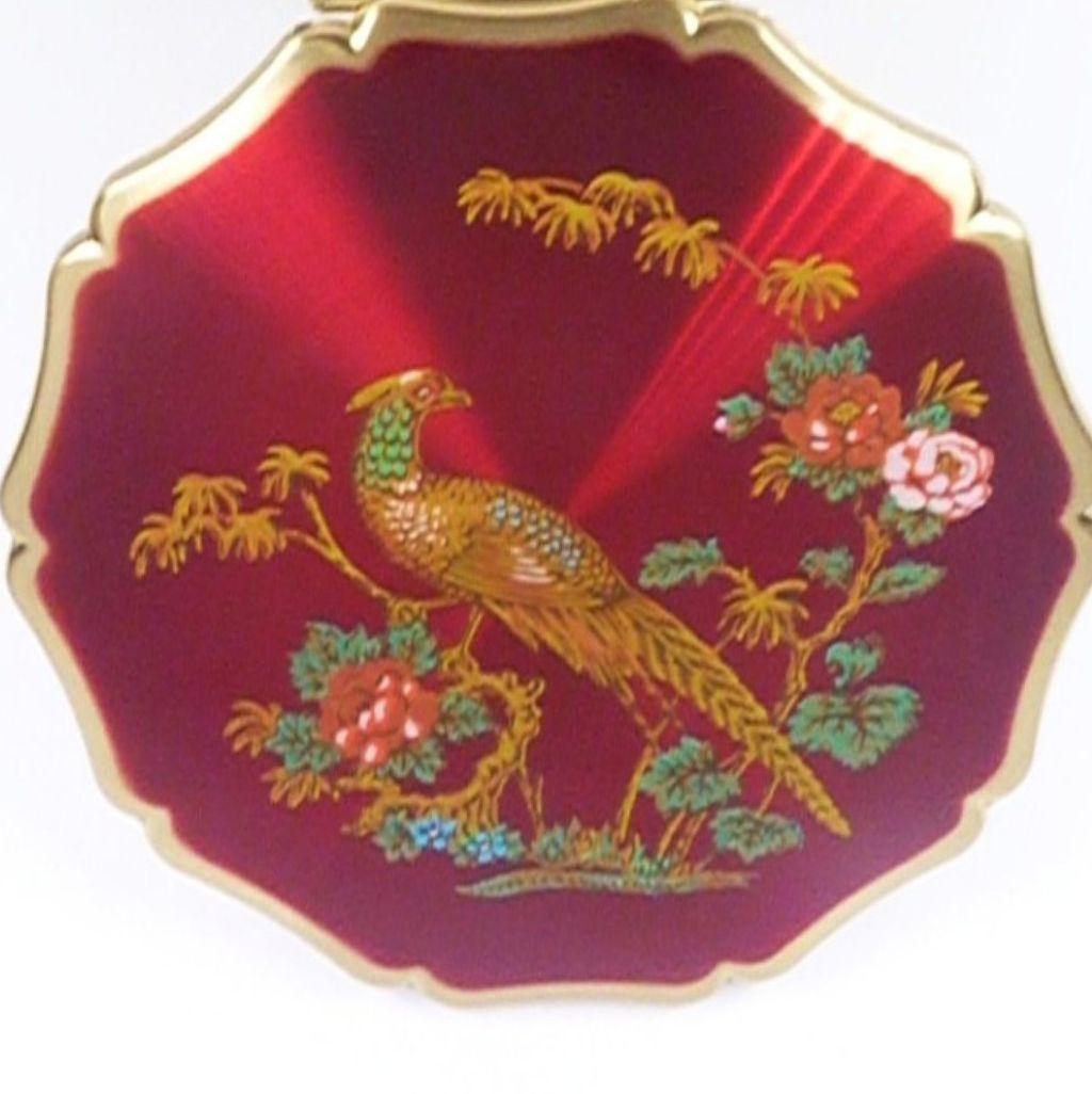 1970s Vintage Red Stratton Powder Compact Game Bird (1 of 9)