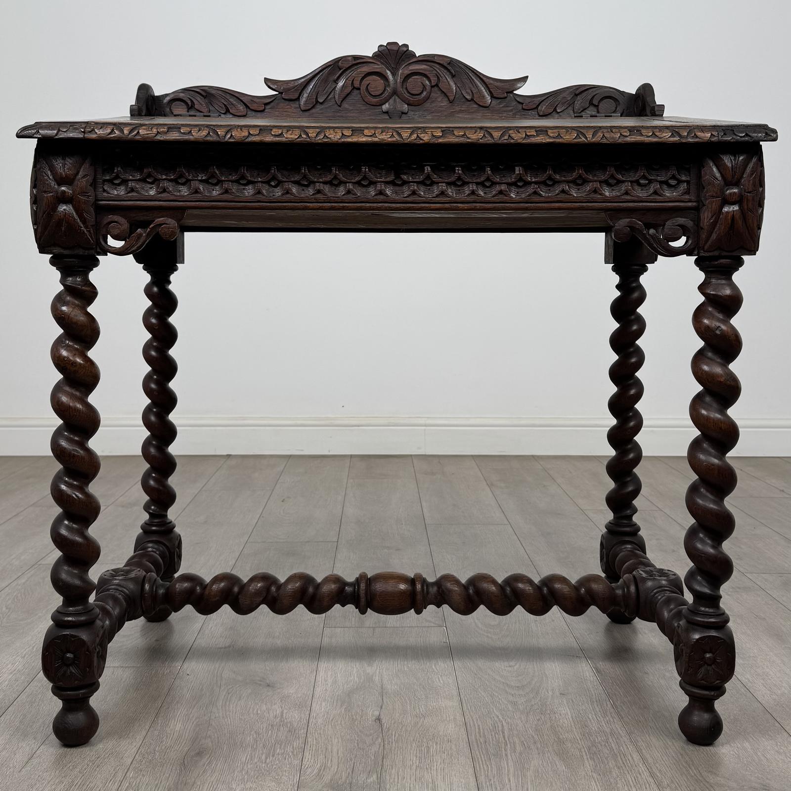 Antique 19th Century Victorian Carved Oak Writing Table (1 of 10) Antique 19th Century Victorian Carved Oak Writing Table (1 of 10)