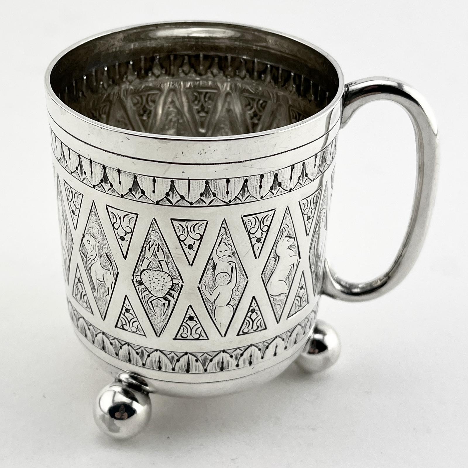 Victorian Silver Christening Mug Embossed with the Signs of the Zodia (1 of 7) Victorian Silver Christening Mug Embossed with the Signs of the Zodia (1 of 7)