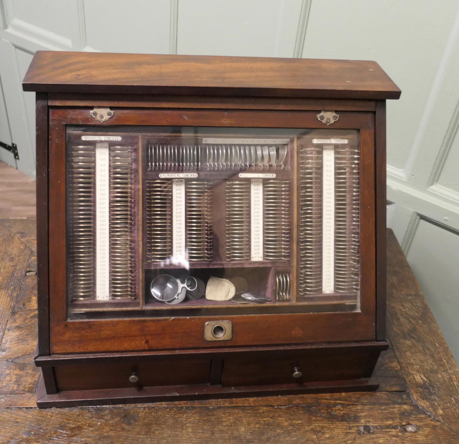 19th Century Optician or Optometrist Test Glasses Lens Kit in Cabinet (1 of 6)