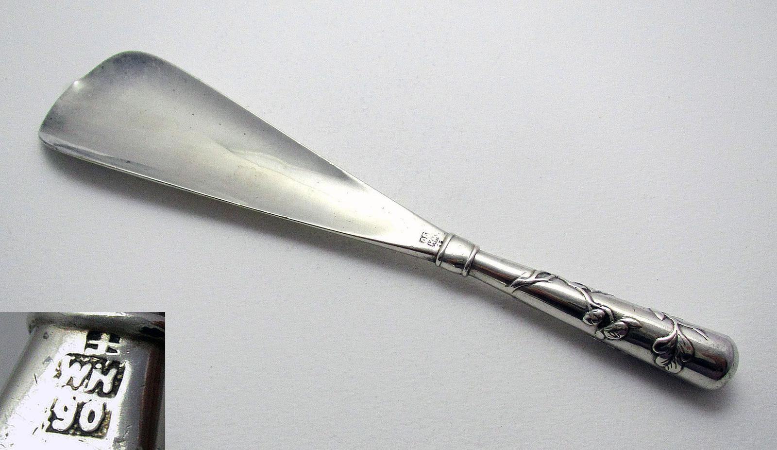 Wang Hing Antique Chinese Export Solid Silver 900 Shoe Horn Tongue Shoespooner. C1910 (1 of 7) Wang Hing Antique Chinese Export Solid Silver 900 Shoe Horn Tongue Shoespooner. C1910 (1 of 7)