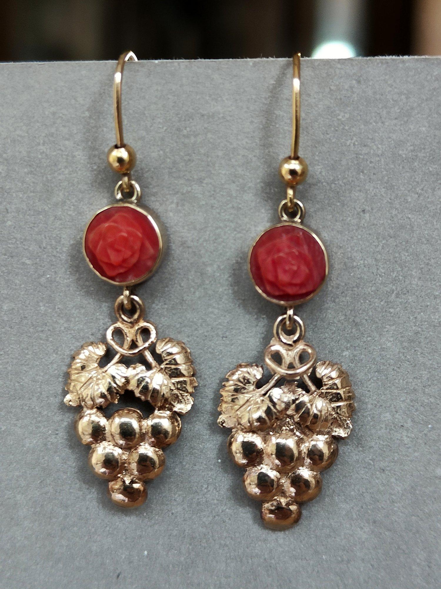 Victorian 9ct Gold Coral Earrings (1 of 9) Victorian 9ct Gold Coral Earrings (1 of 9)