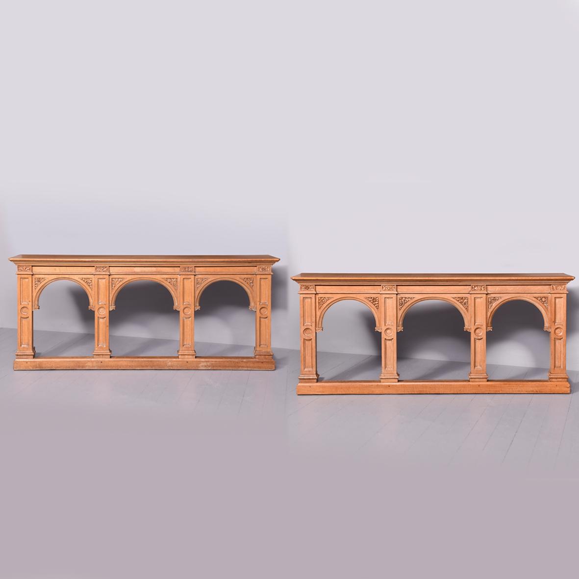 Pair of Large Gothic Style Oak Side Tables (1 of 15)