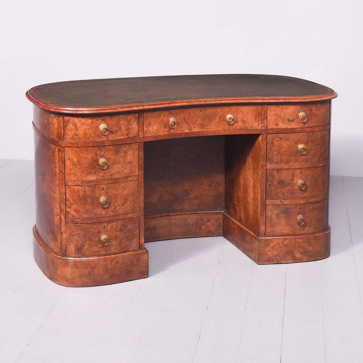 Burr Walnut Kidney Shaped Desk (1 of 9) Burr Walnut Kidney Shaped Desk (1 of 9)