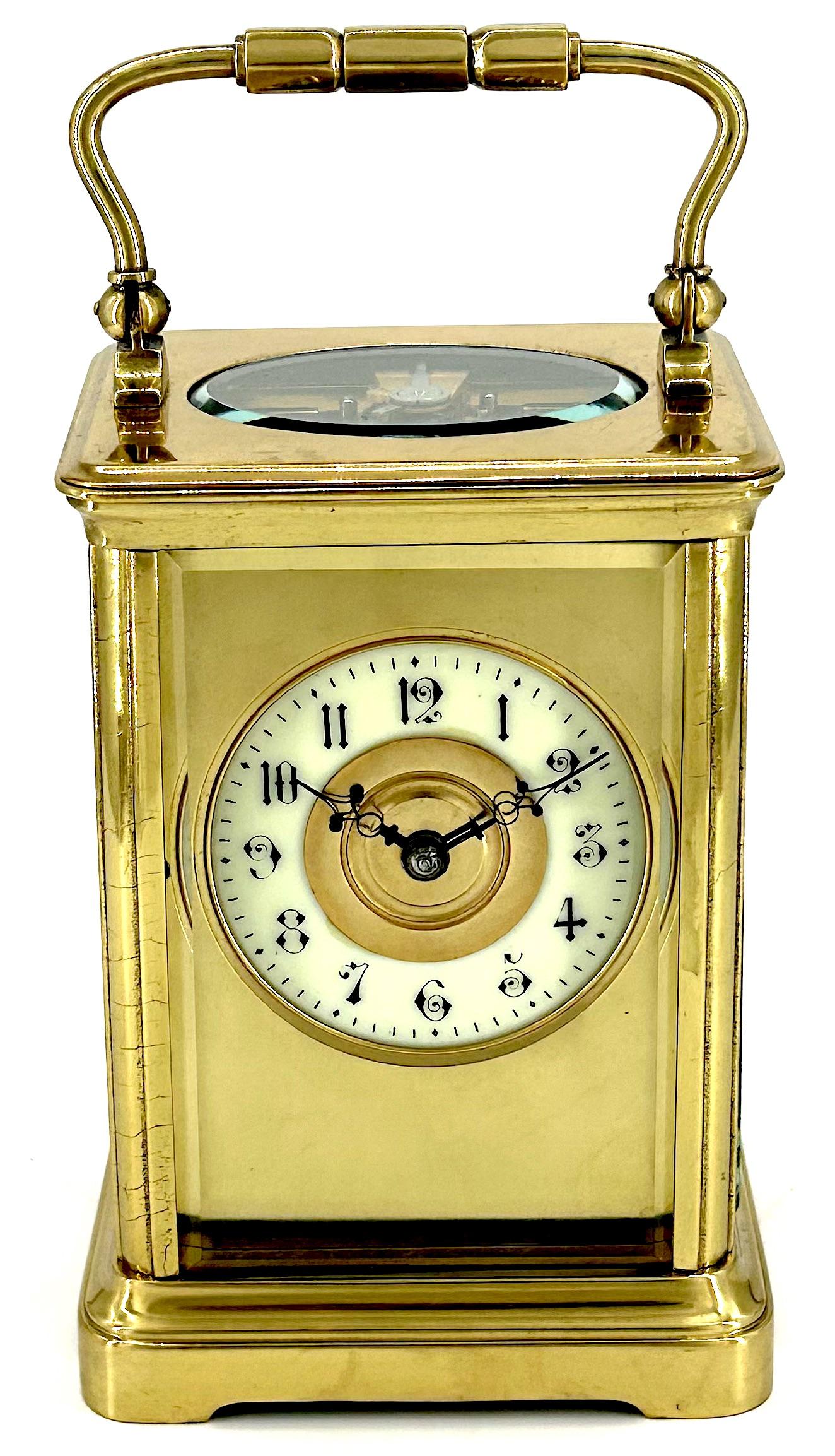 Gorgeous Masked Dial Antique French 8-day Carriage Clock c.1900 (1 of 5)