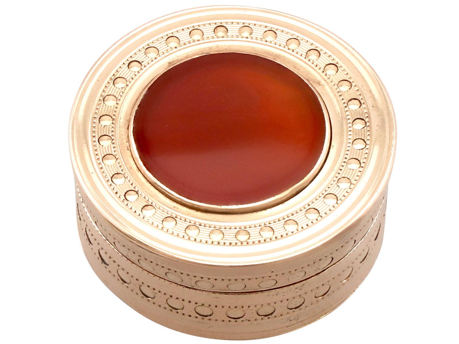 Carnelian & 12ct Yellow Gold Vinaigrette - Antique c.1820 (1 of 11)