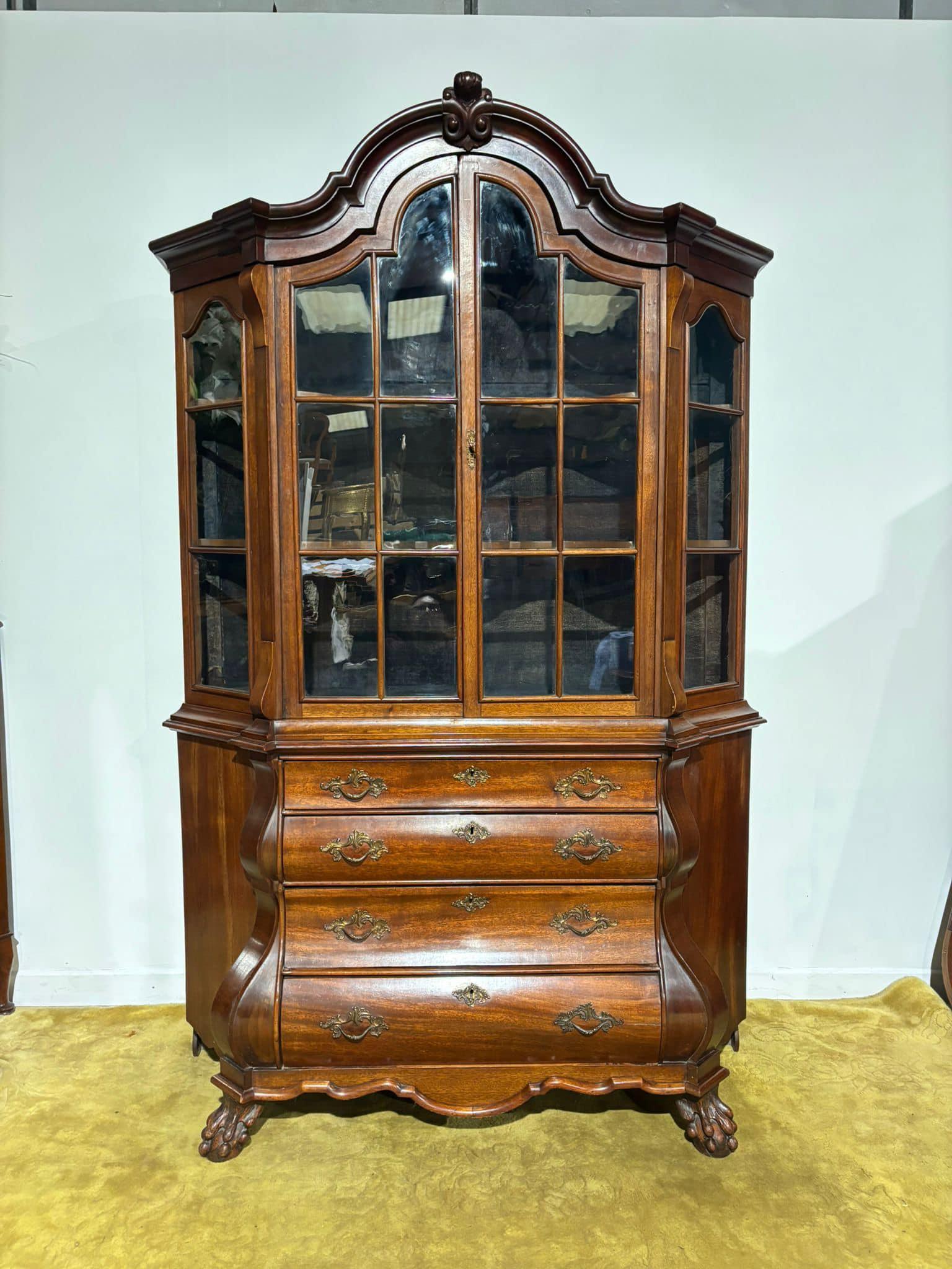 Dutch Mahogany 19th Century Bombe Display Cabinet (1 of 16)