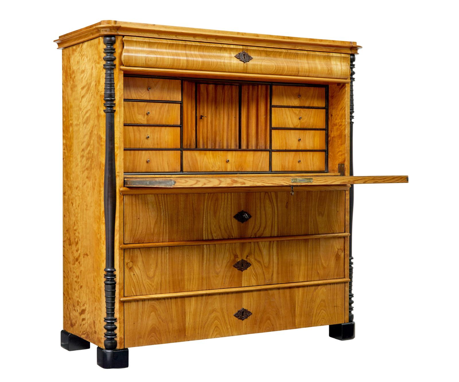 19th Century Swedish Elm & Birch Escritoire Writing Desk (1 of 13)