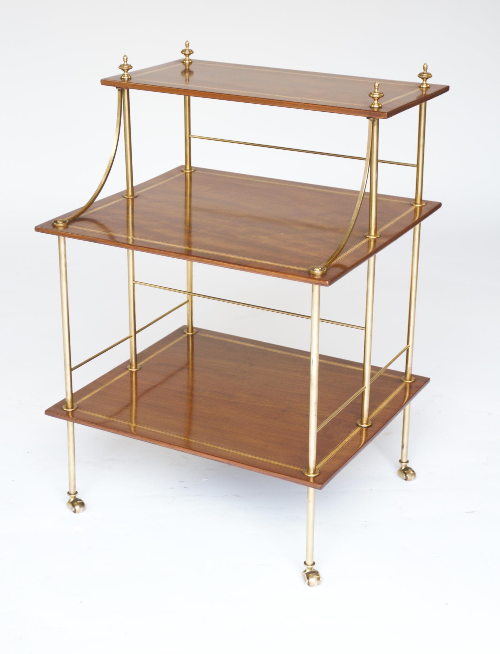Edwardian Brass & Mahogany Inlaid 3 Tier Etagere (1 of 7)