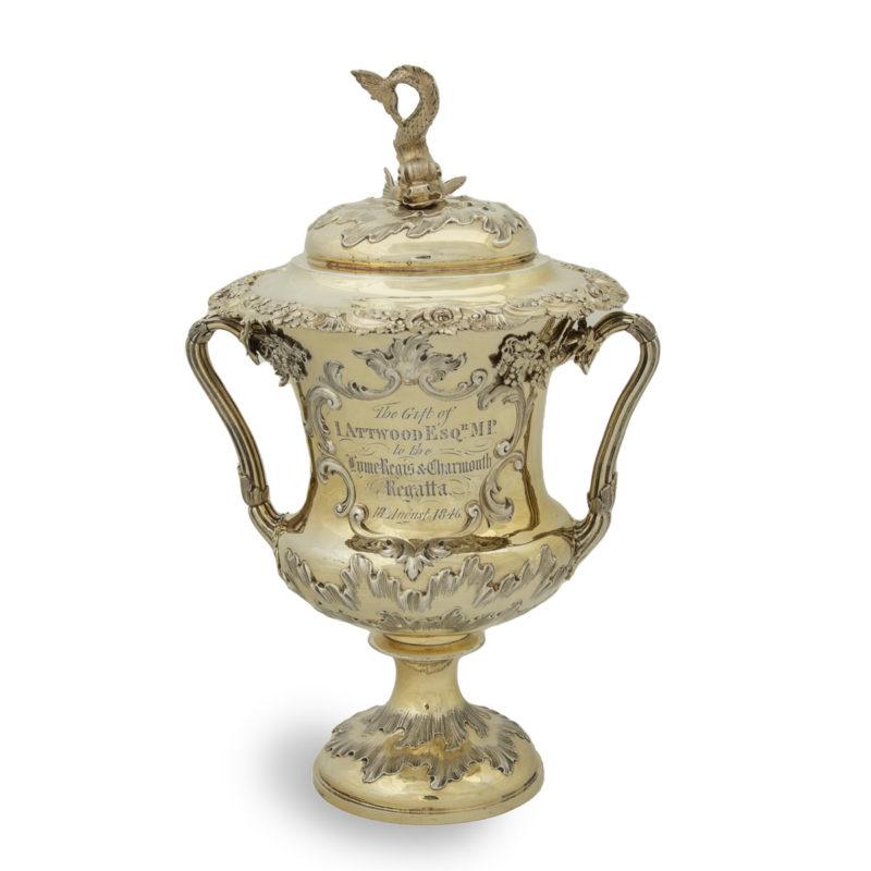 Impressive Silver Gilt Lyme Regis & Charmouth Regatta Cup for 1846 Presented by John Attwood M.P. Made by Hunt & Roskell (1 of 8)