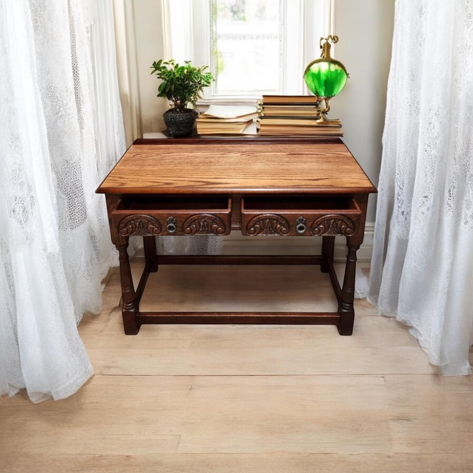 Vintage Old Charm Wood Bros / Console Table / Two Drawers c.1970 (1 of 9)