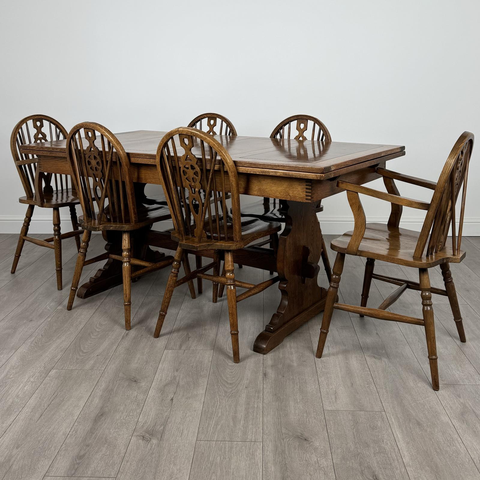 Antique 20th Century Oak Dining Table With 6 Dining Chair’s (1 of 11) Antique 20th Century Oak Dining Table With 6 Dining Chair’s (1 of 11)