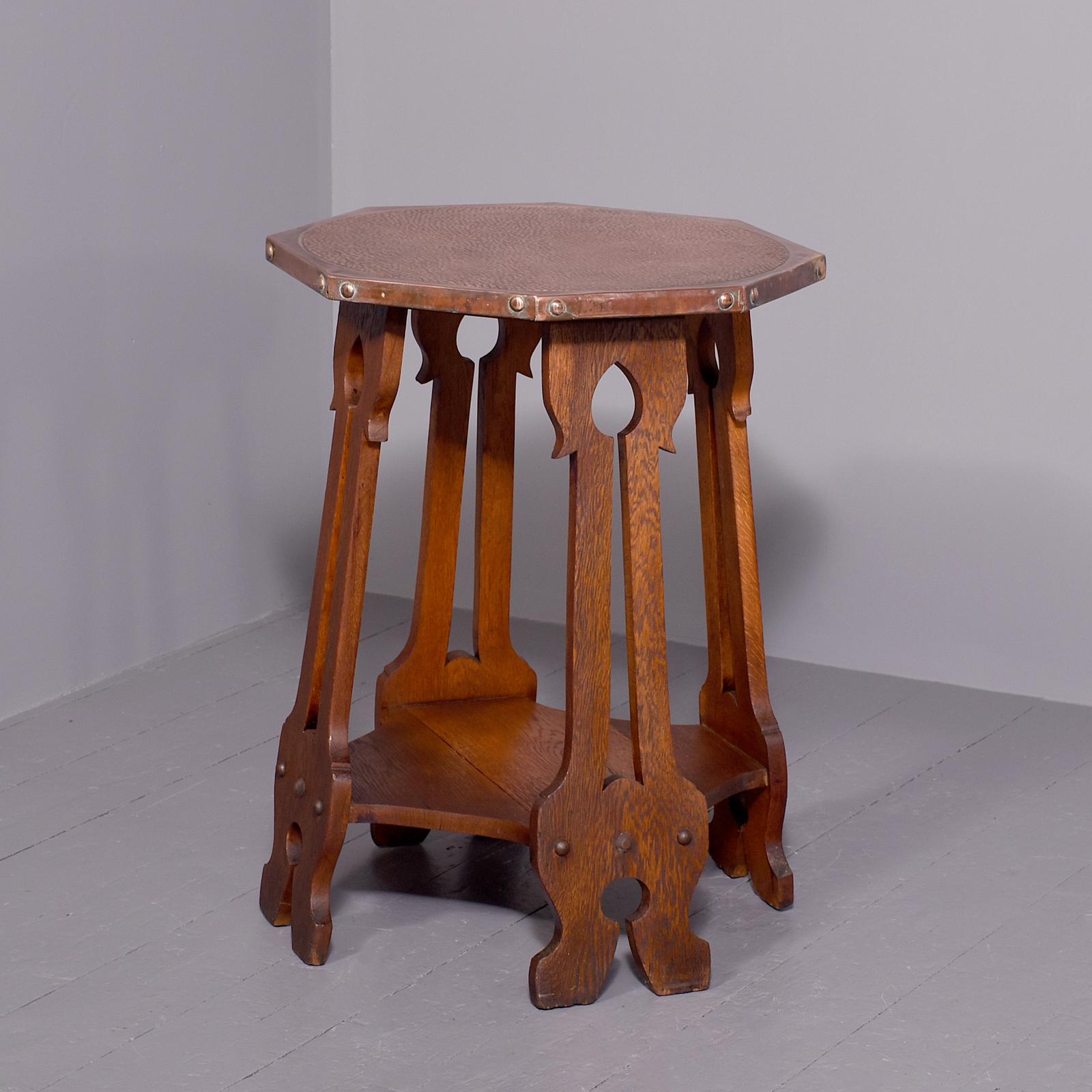 Copper & Oak Art Nouveau Occasional Table (1 of 6) Copper & Oak Art Nouveau Occasional Table (1 of 6)