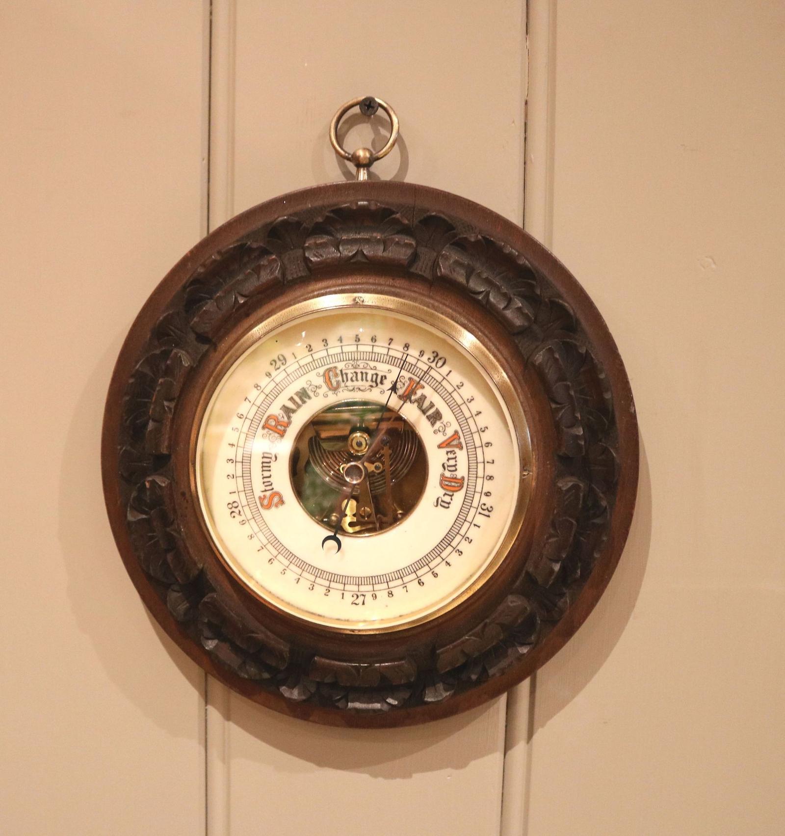 Carved Beechwood Aneroid Barometer (1 of 7) Carved Beechwood Aneroid Barometer (1 of 7)