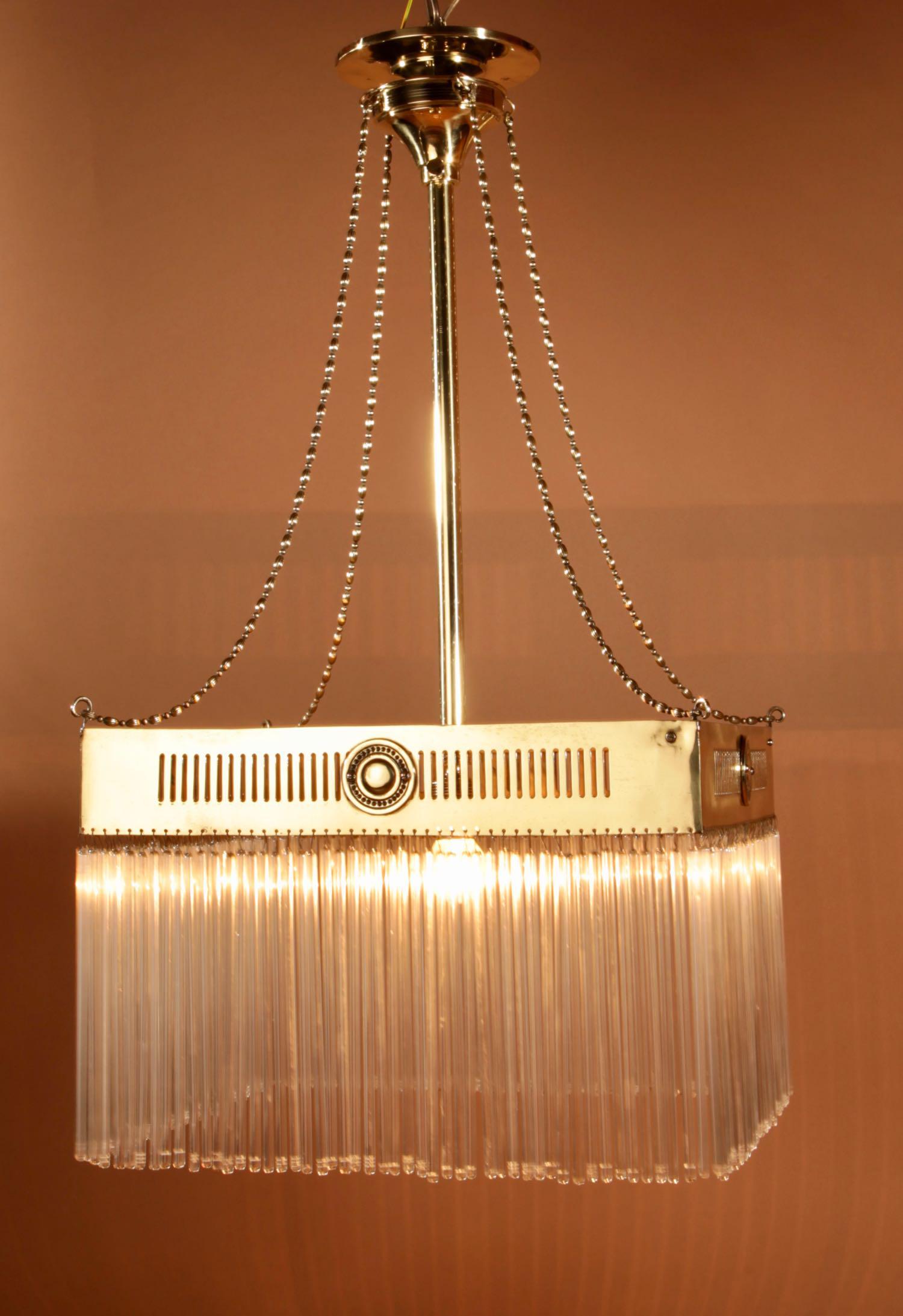Very Decorative Amsterdam School Brass Centre Light Hanging Lamp (1 of 4)