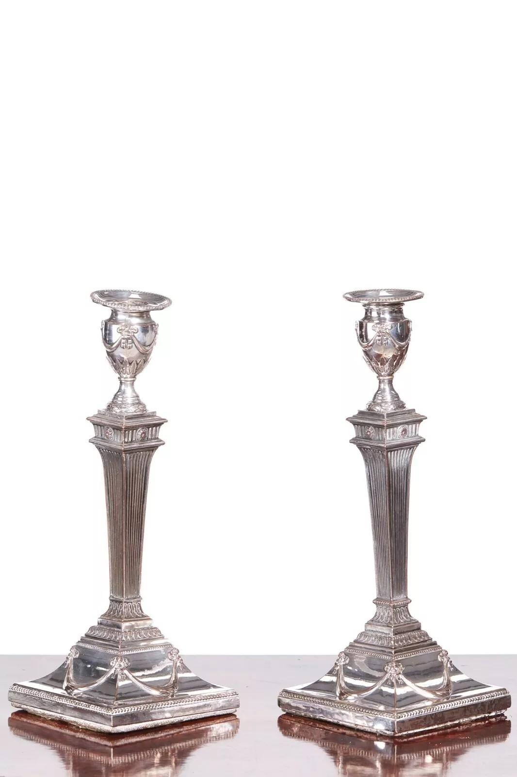 George III Silver Plated Candlesticks (1 of 8)