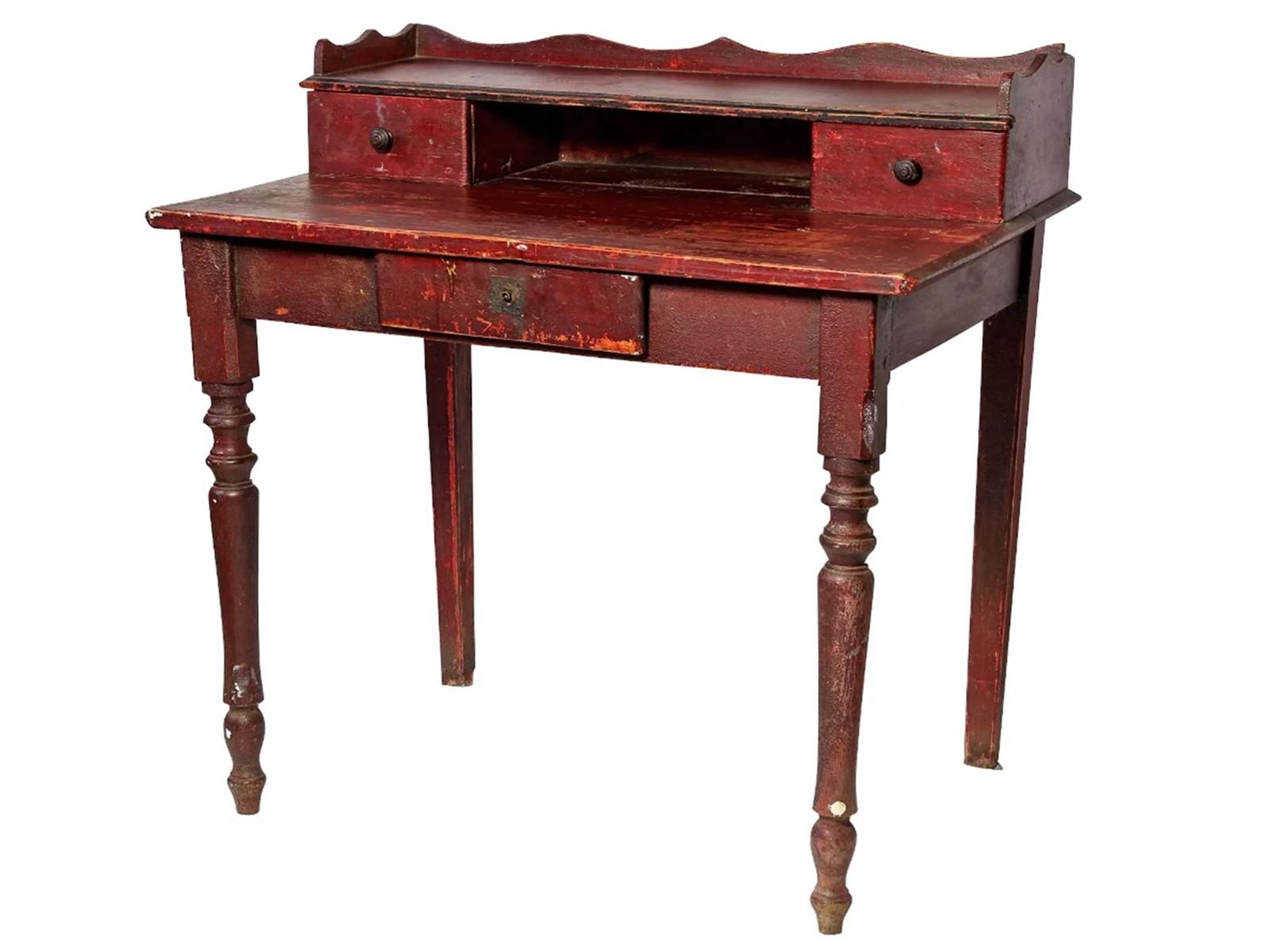 Small 'Bonheur Du Jour' Desk in 'Bullsblood' Paint (1 of 9)