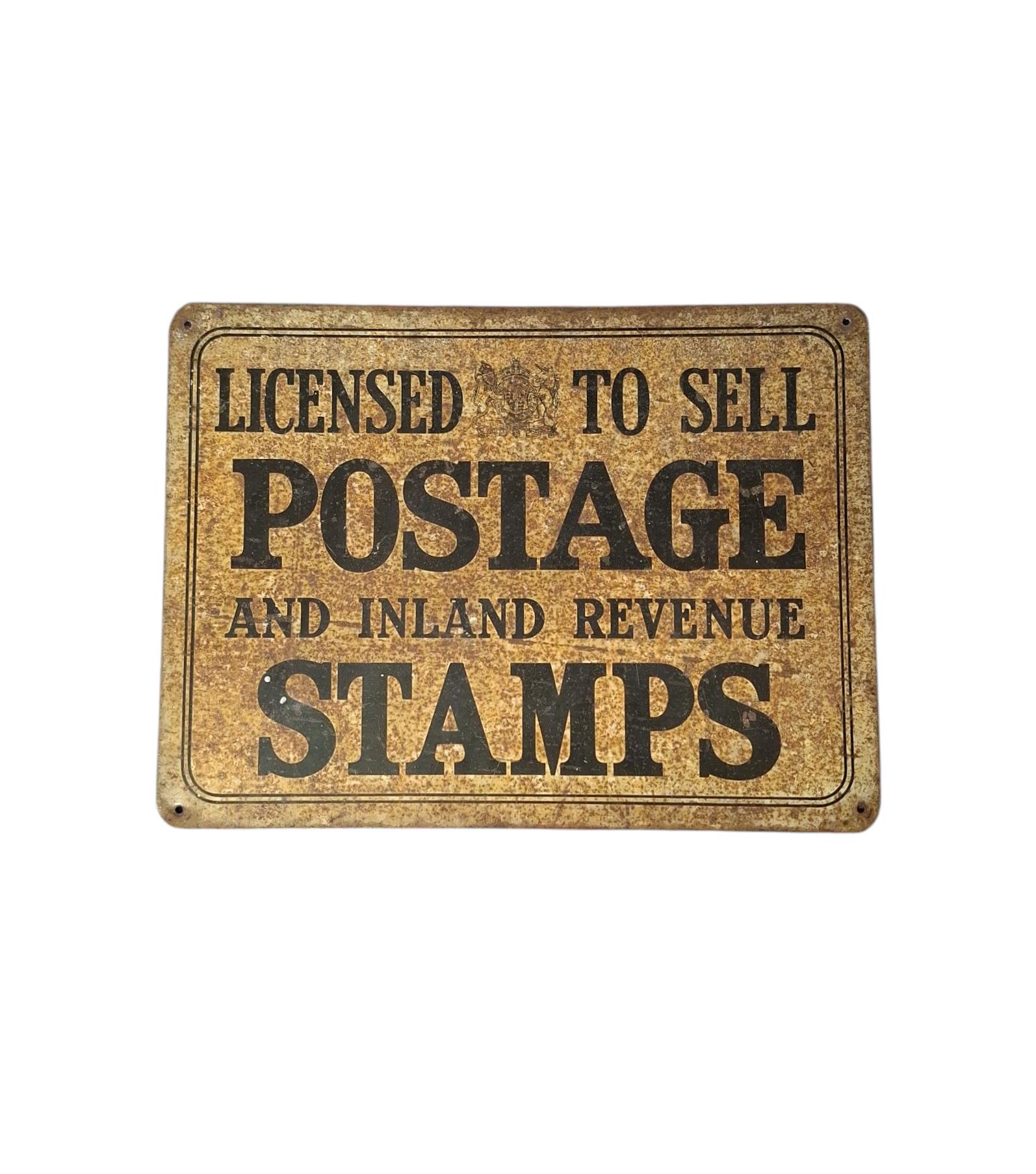 Vintage "Licensed to Sell Postage & Inland Revenue Stamps" Metal Sign (1 of 1)