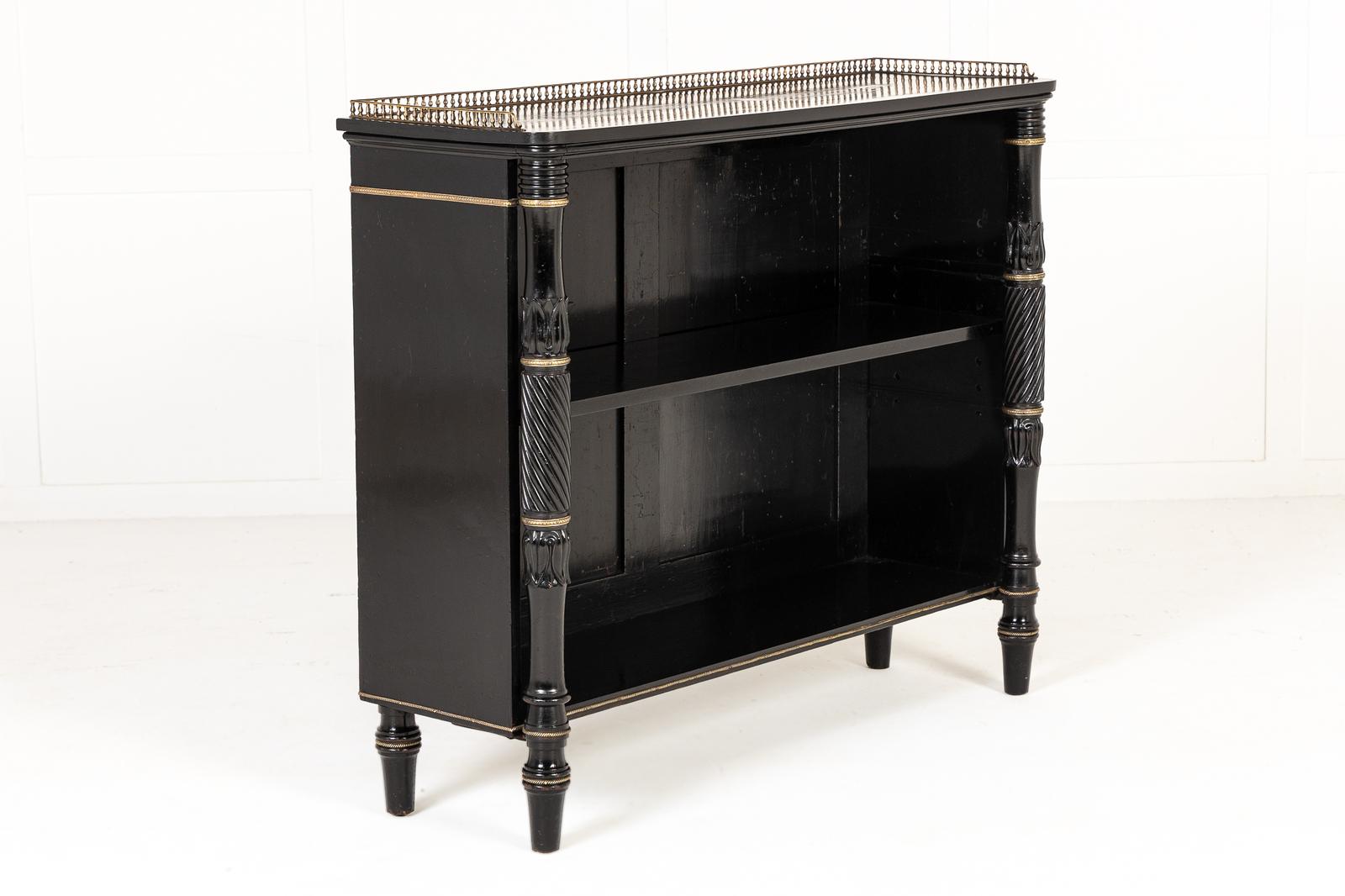 19th Century English Regency Ebonised Open Bookcase (1 of 7)
